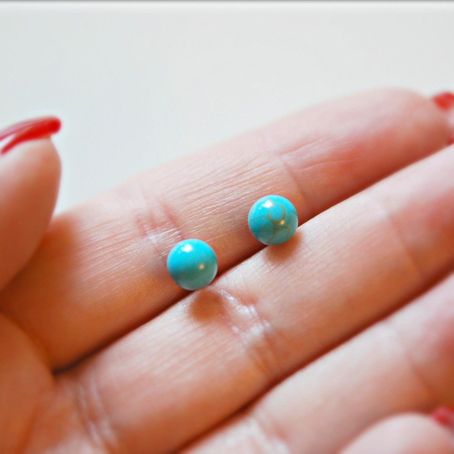 Gemstone ball stud earrings