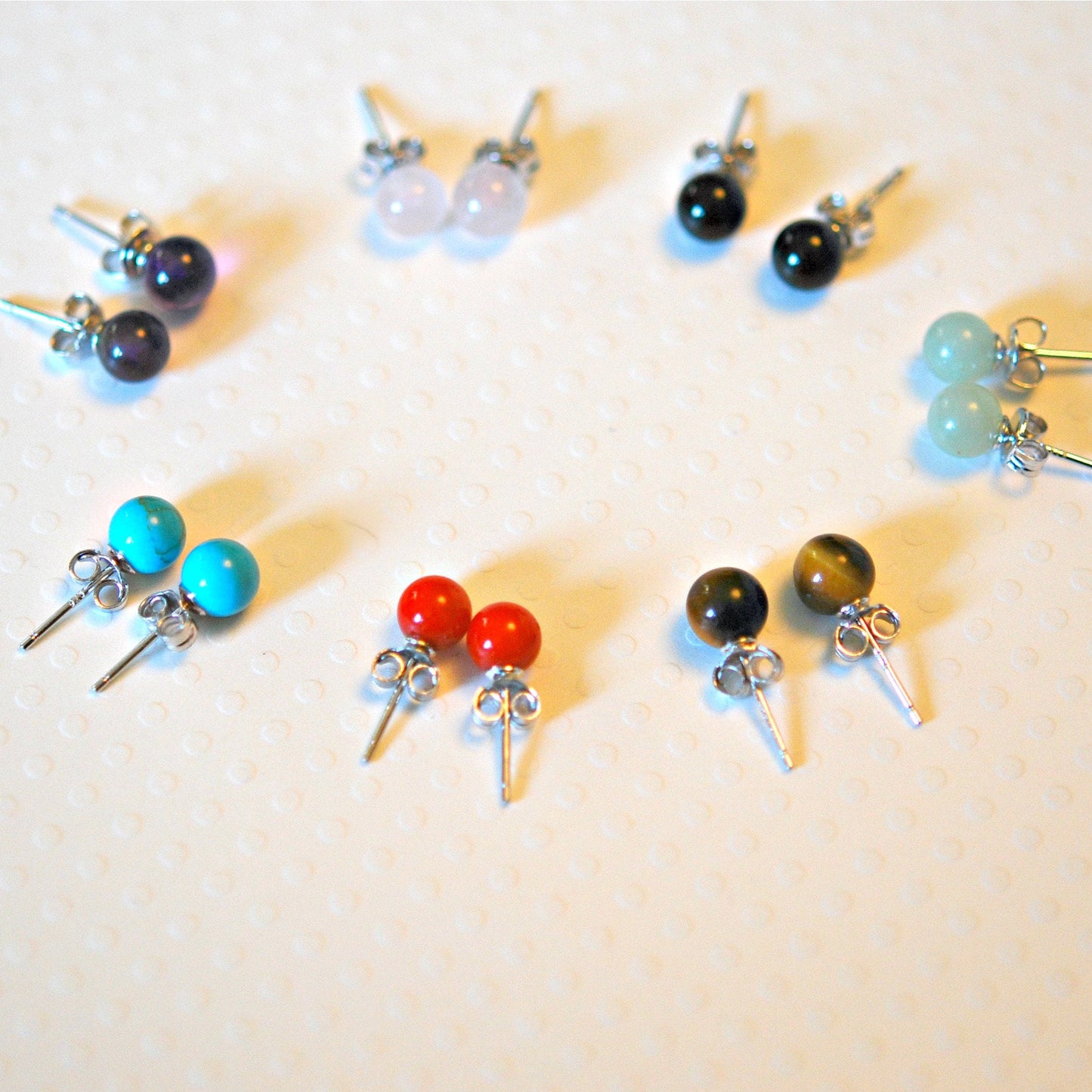 Gemstone ball stud earrings