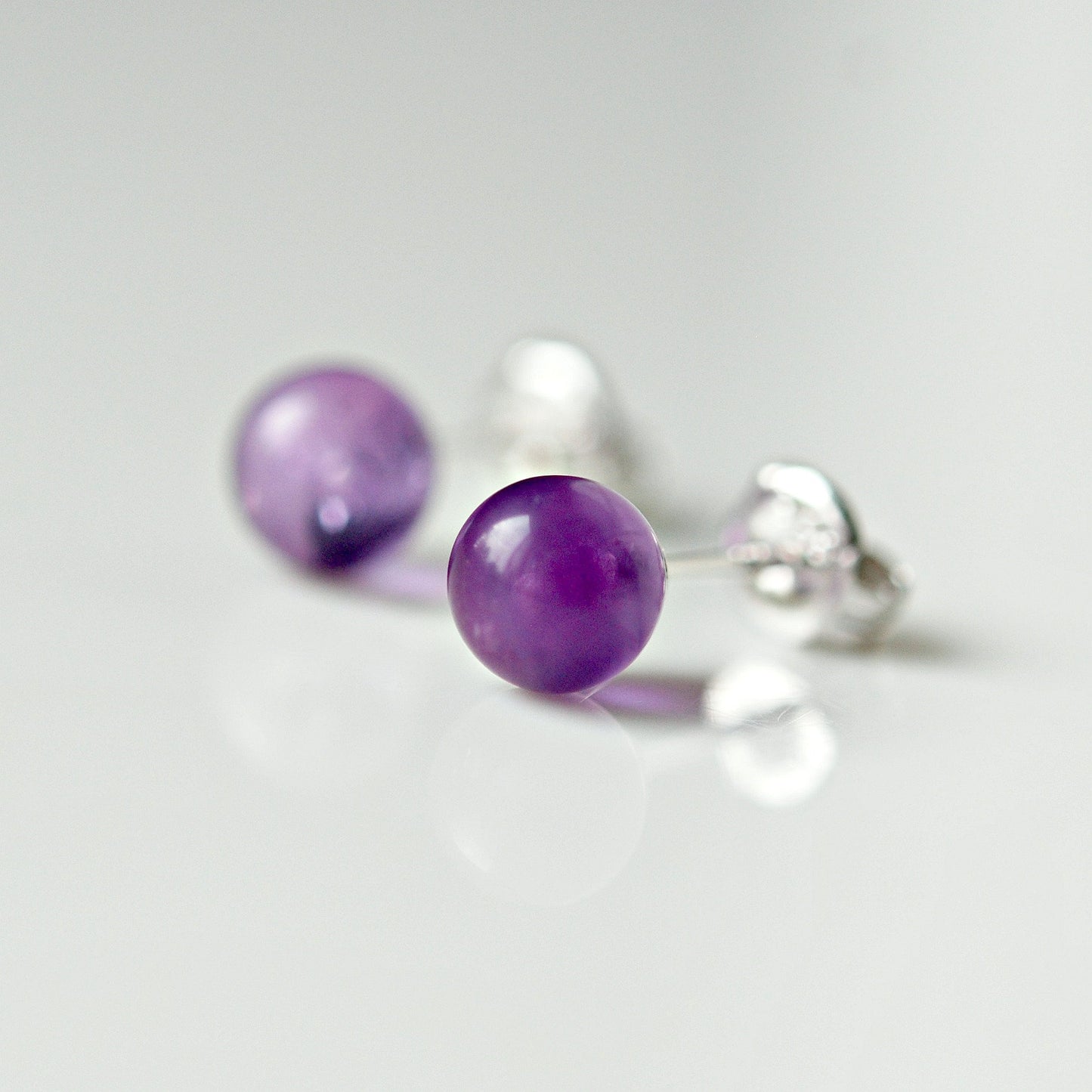 Gemstone ball stud earrings