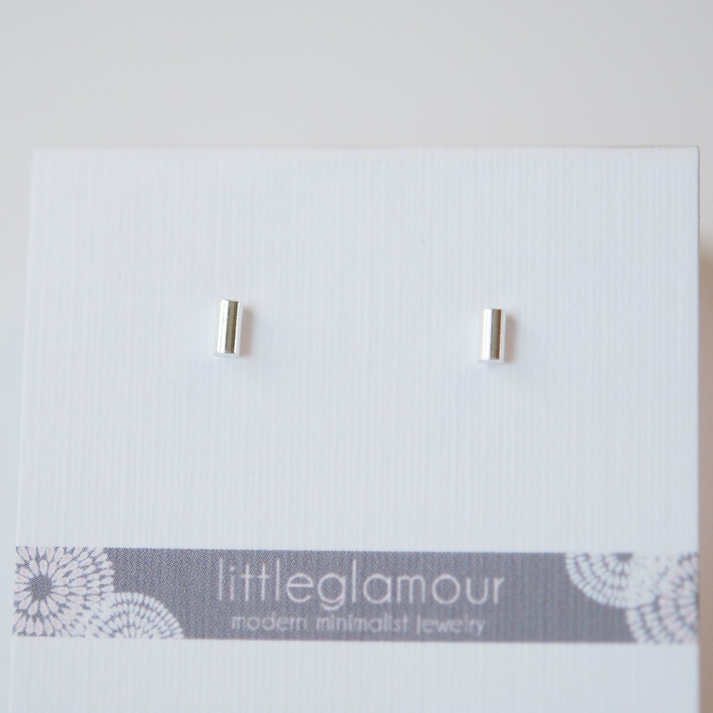 Prue mini silver bar stud earrings