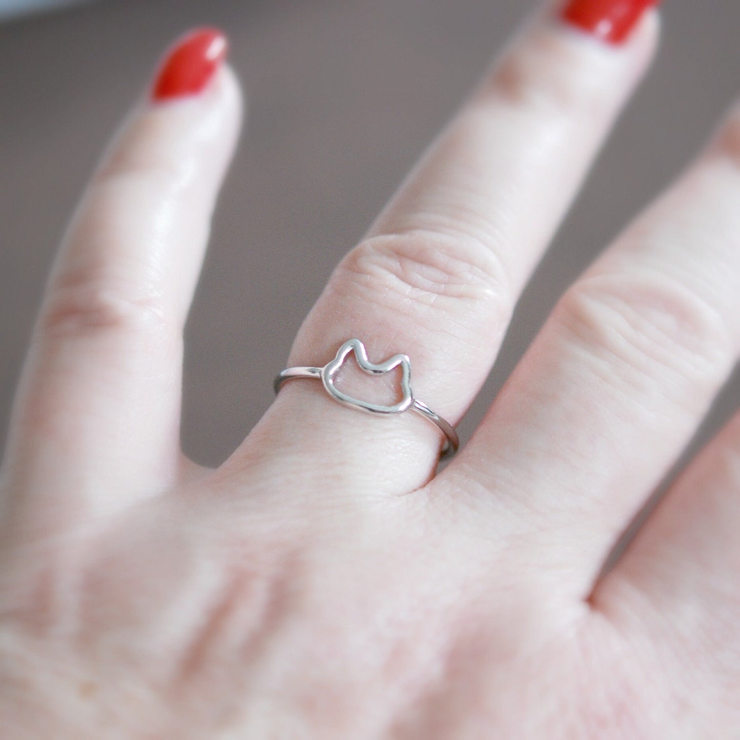 Sterling silver cat ring, stacking rings for women, pet lover, pussycat ring, kitten, cat face, cat jewelry, feline, kitty, crazy cat lady