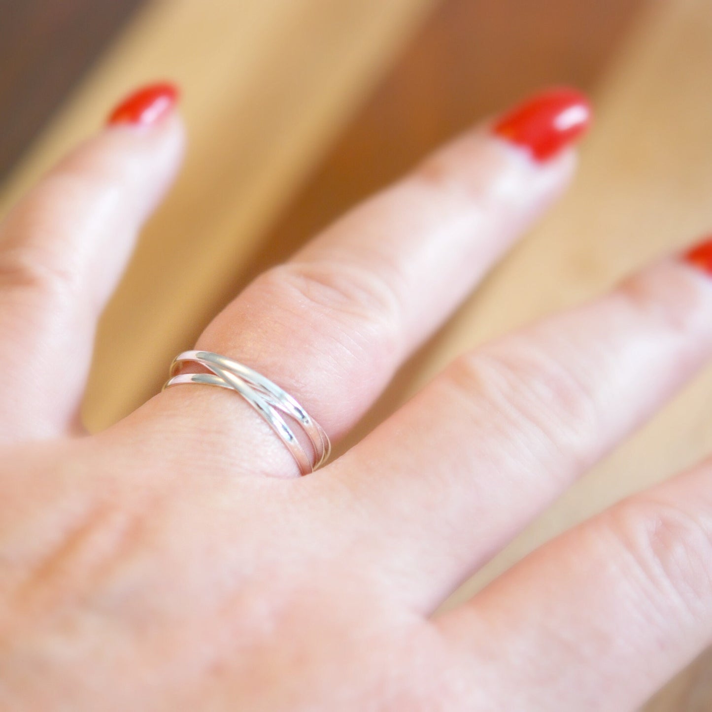 Sterling silver rolling ring, puzzle ring, 30th birthday, entwined ring, past present future, fidget ring, interlocking, silver rings women