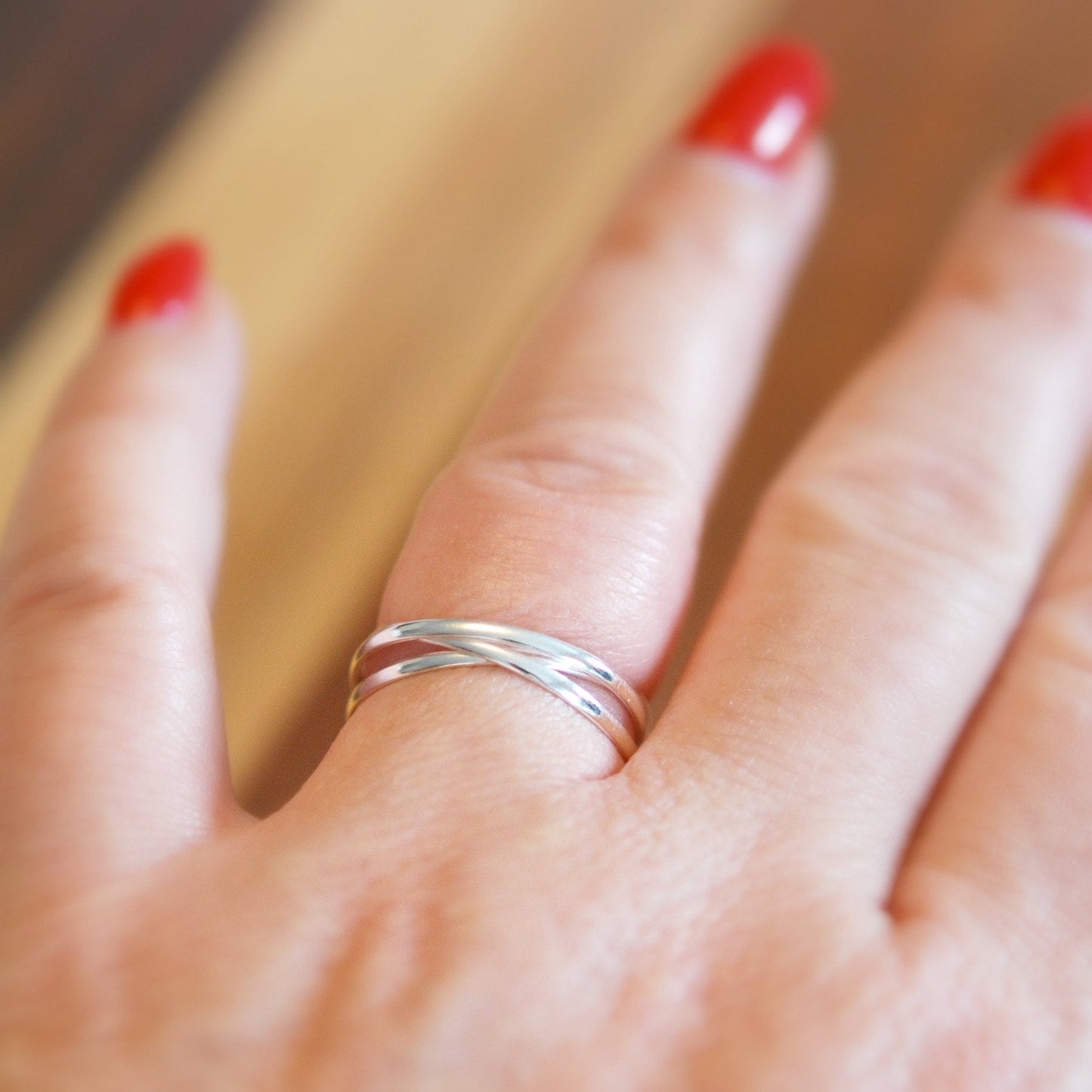 Sterling silver rolling ring, puzzle ring, 30th birthday, entwined ring, past present future, fidget ring, interlocking, silver rings women