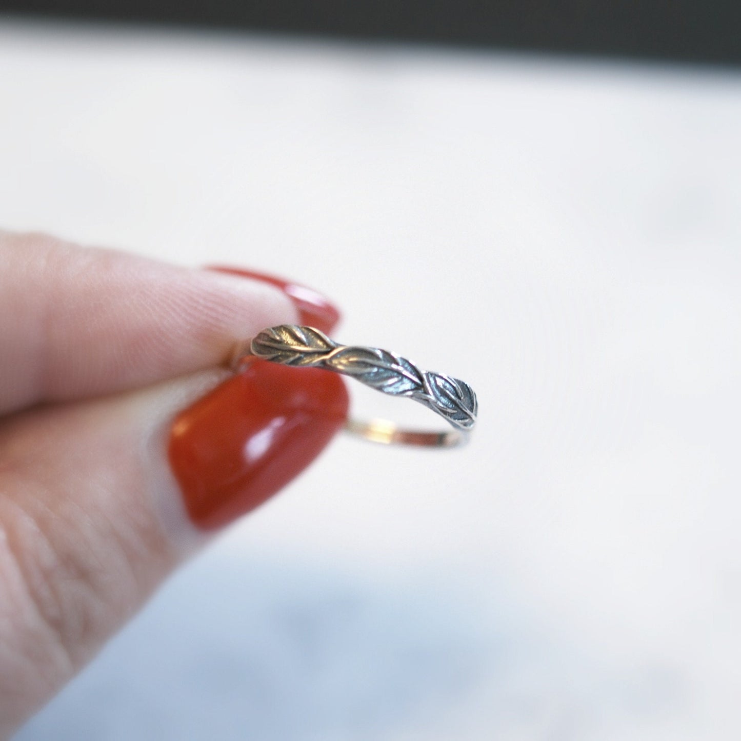 Sterling silver leaves ring for women, silver leaf ring, minimalist ring, leaf band, botanical ring, nature ring, boho ring, nature inspired