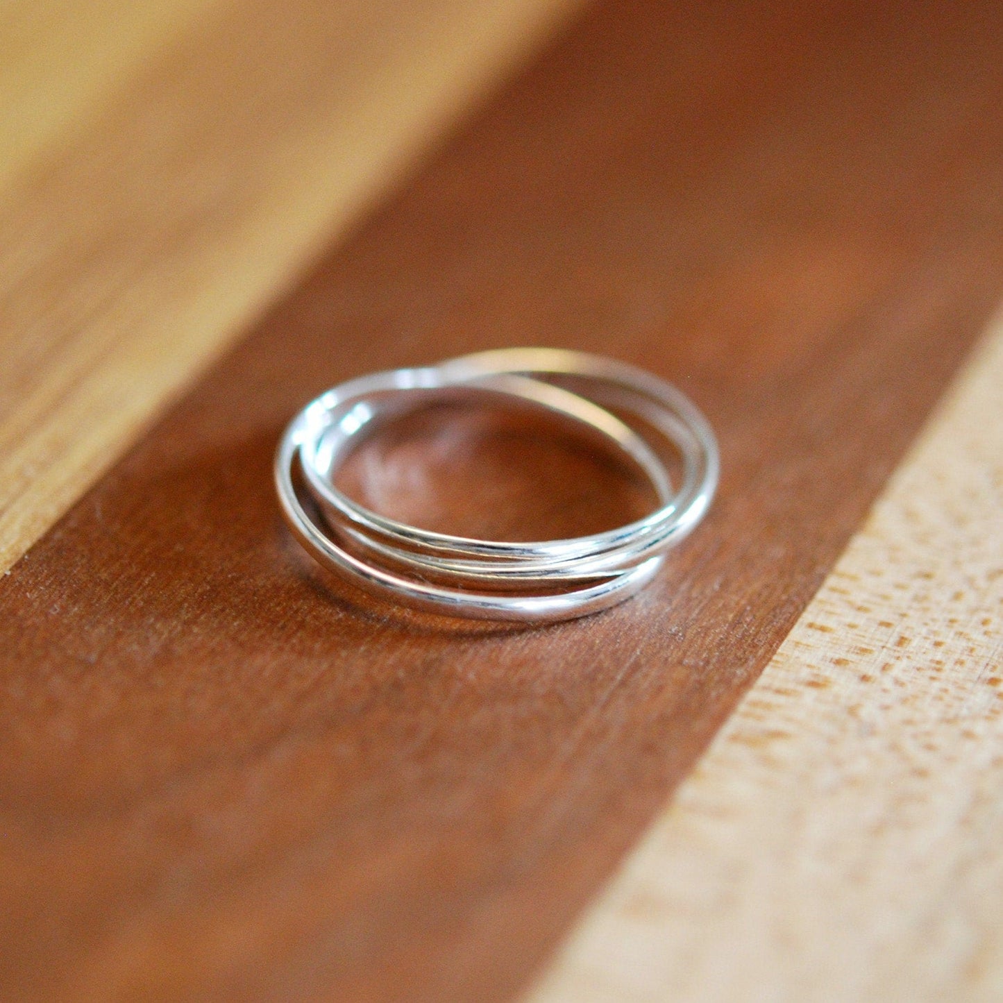 Sterling silver rolling ring, puzzle ring, 30th birthday, entwined ring, past present future, fidget ring, interlocking, silver rings women
