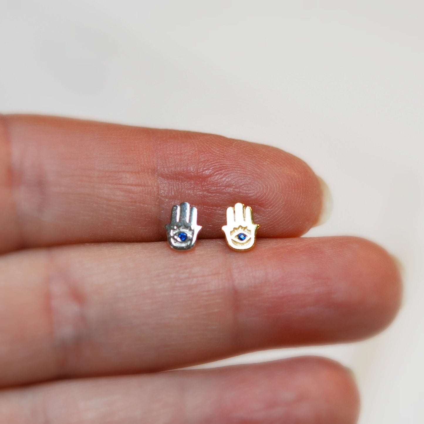 Cubic zirconia hamsa studs