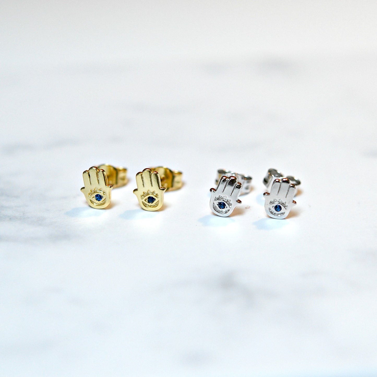 Cubic zirconia hamsa studs