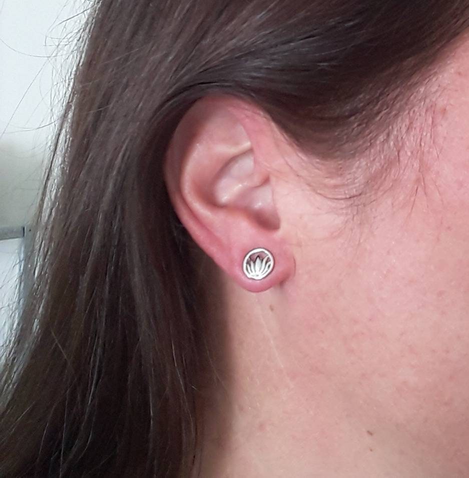 Sterling silver lotus flower stud earrings, yoga earrings, dainty silver studs, sterling silver earrings, lotus studs, flower earrings