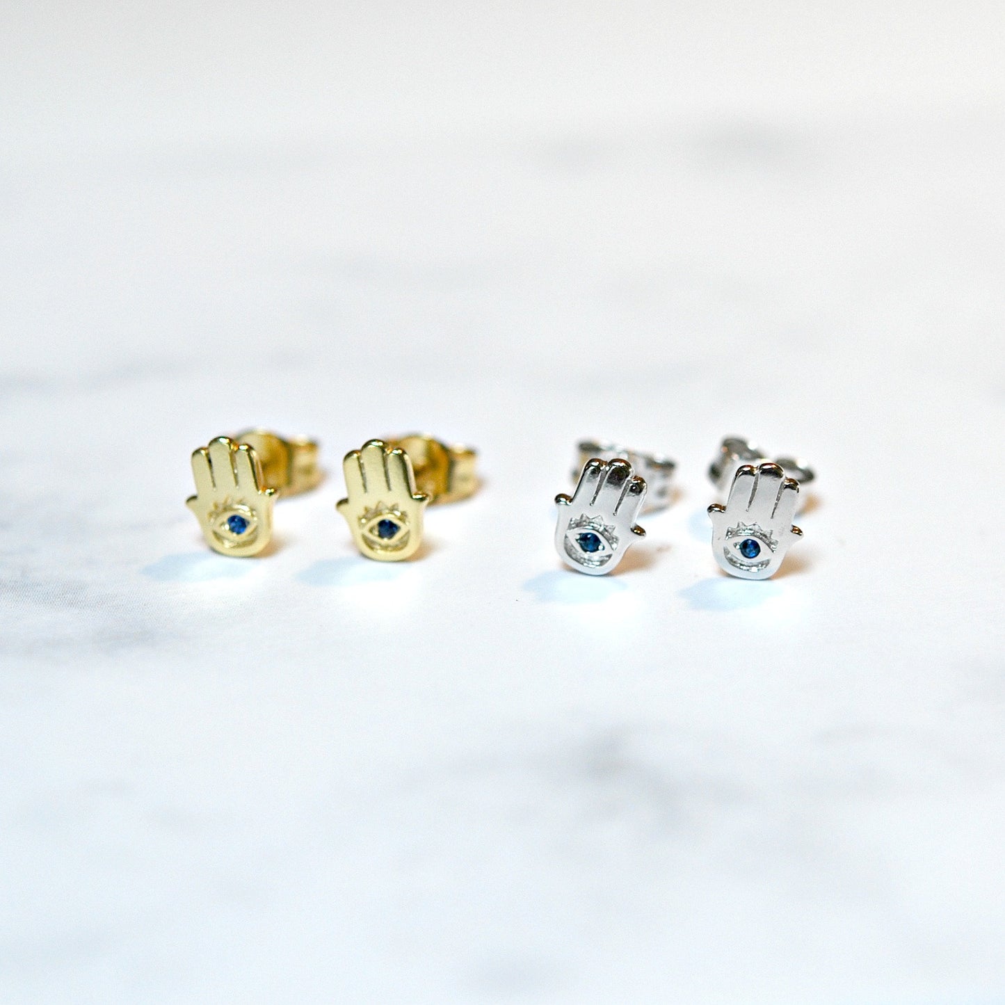 Cubic zirconia hamsa studs