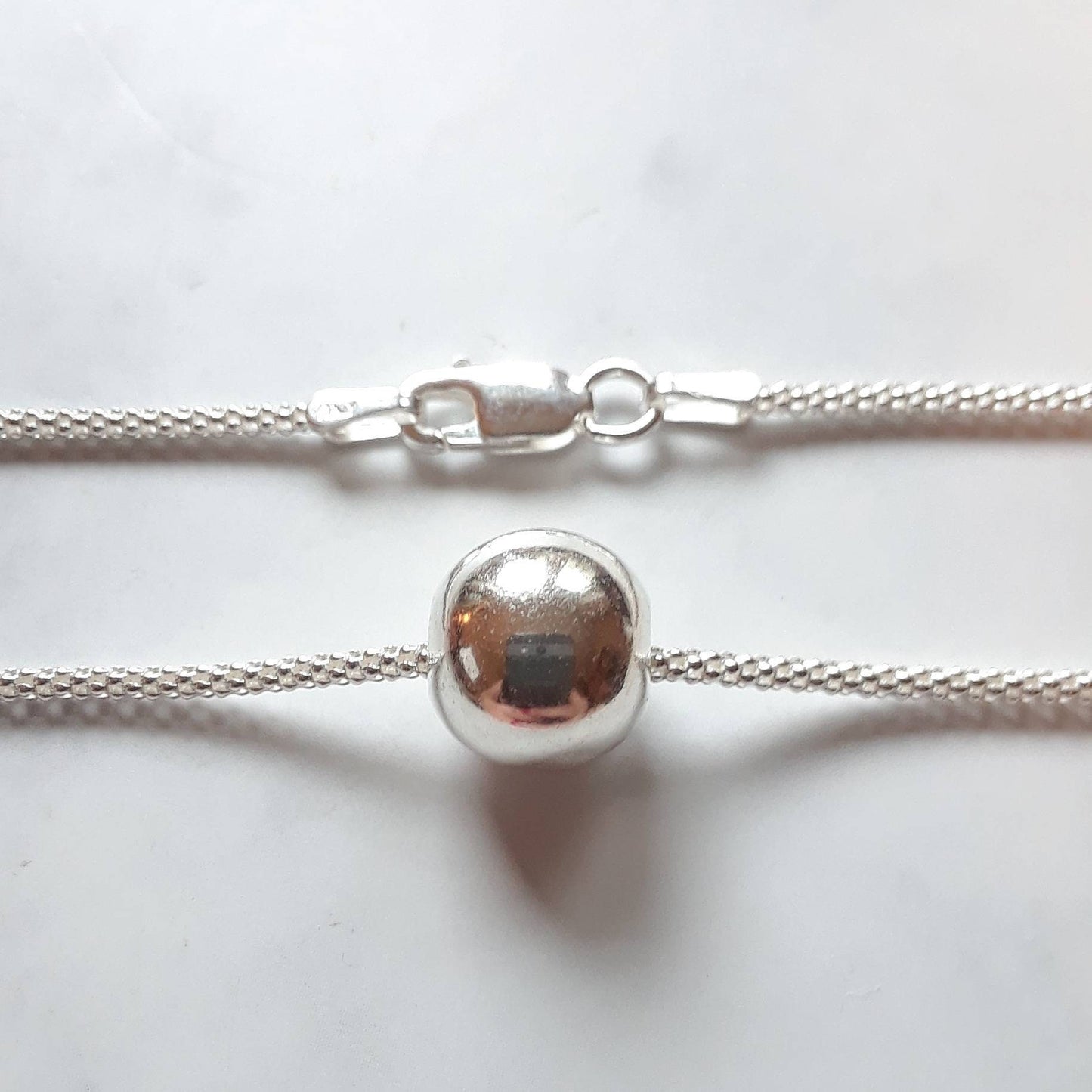 Sterling silver ball necklace, thick chain, gift for her, modern necklace, simple necklace, elegant jewelry, korean chain, silver necklace
