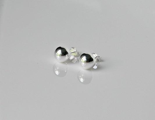 Sterling silver ball stud earrings, 8mm ball earrings, sterling silver earrings, everyday earrings, simple studs, classic jewelry