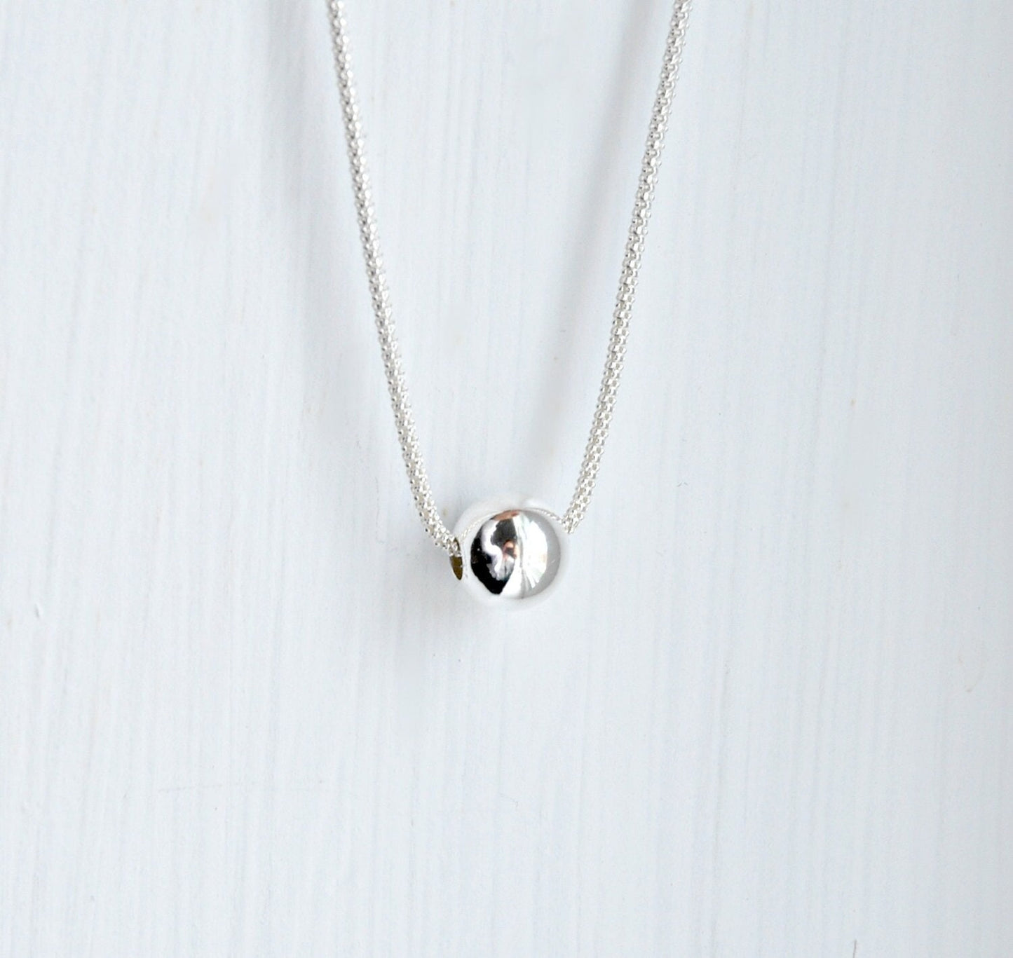 Sterling silver ball necklace, thick chain, gift for her, modern necklace, simple necklace, elegant jewelry, korean chain, silver necklace