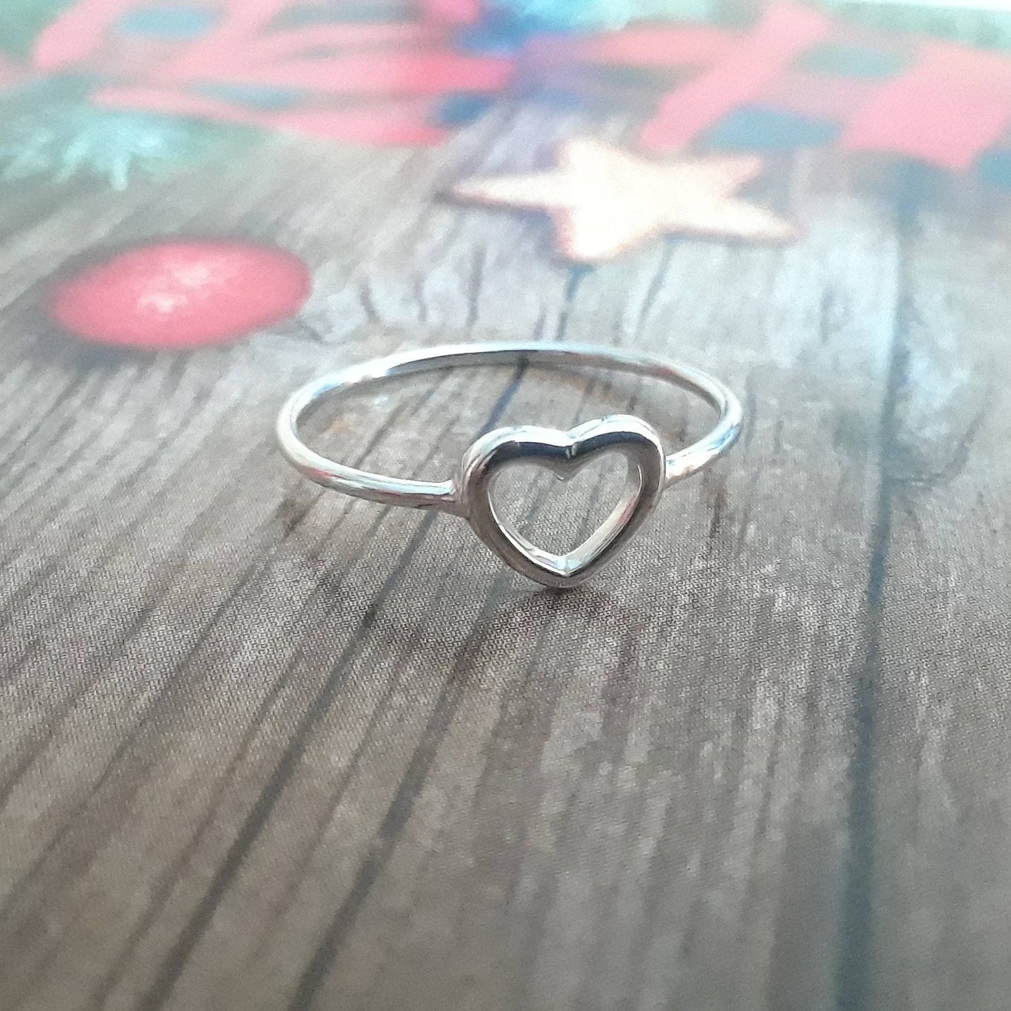 Sterling silver heart ring, silver rings for women, gift for her, dainty heart, promise ring, open heart, minimalist ring, girlfriend ring