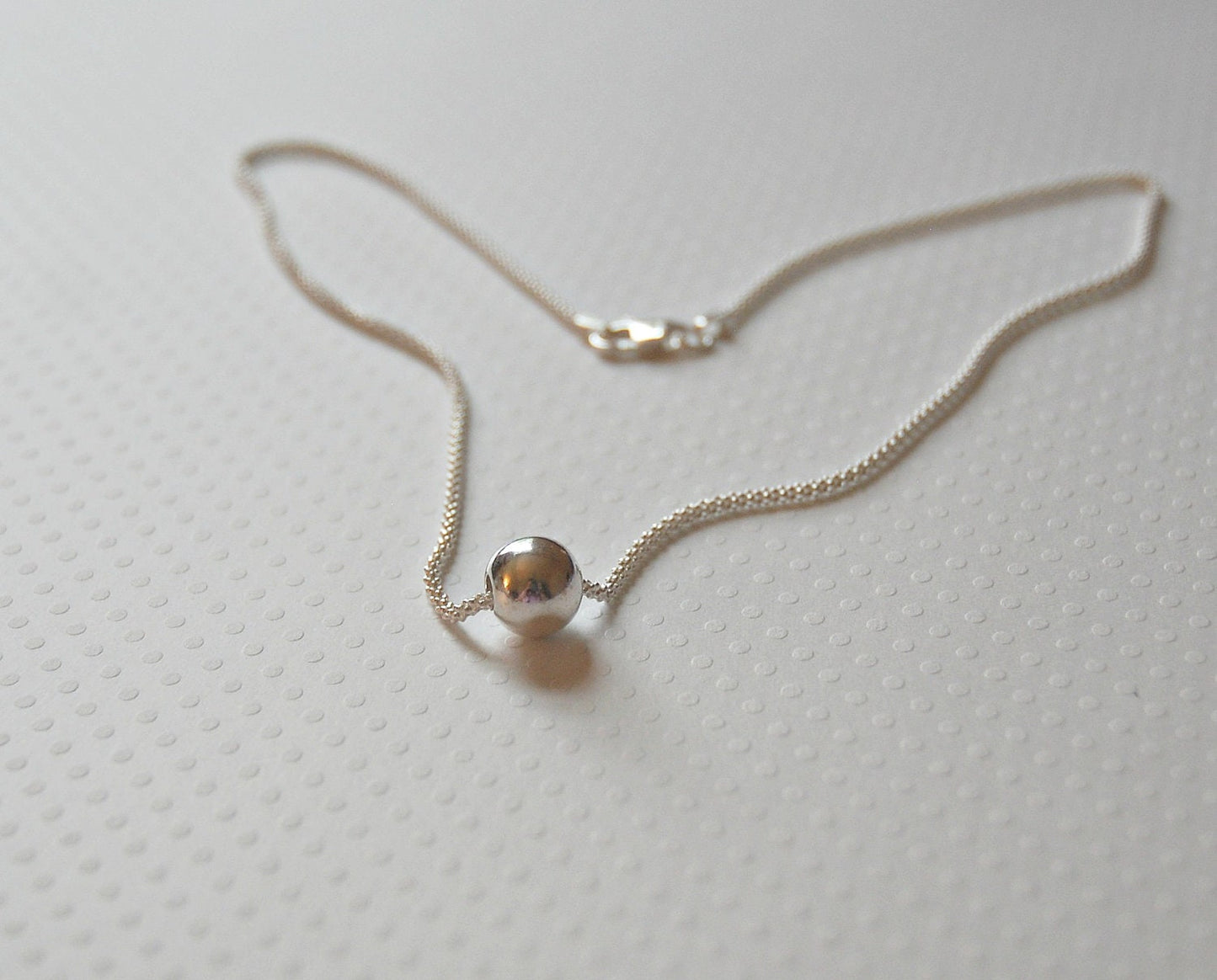 Sterling silver ball necklace, thick chain, gift for her, modern necklace, simple necklace, elegant jewelry, korean chain, silver necklace