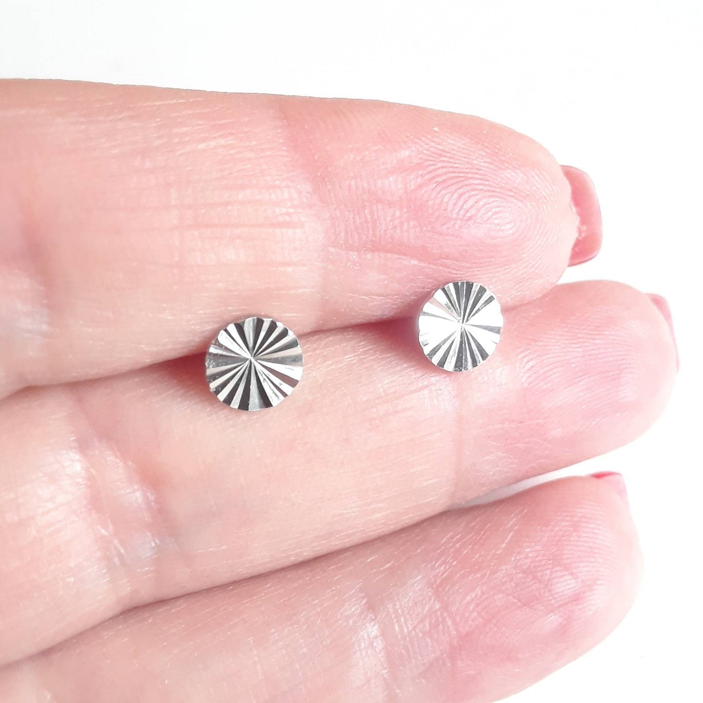 Starburst disk stud earrings, gold disk earrings, sterling silver circle earrings, silver earrings, minimalist silver stud, modern gold stud