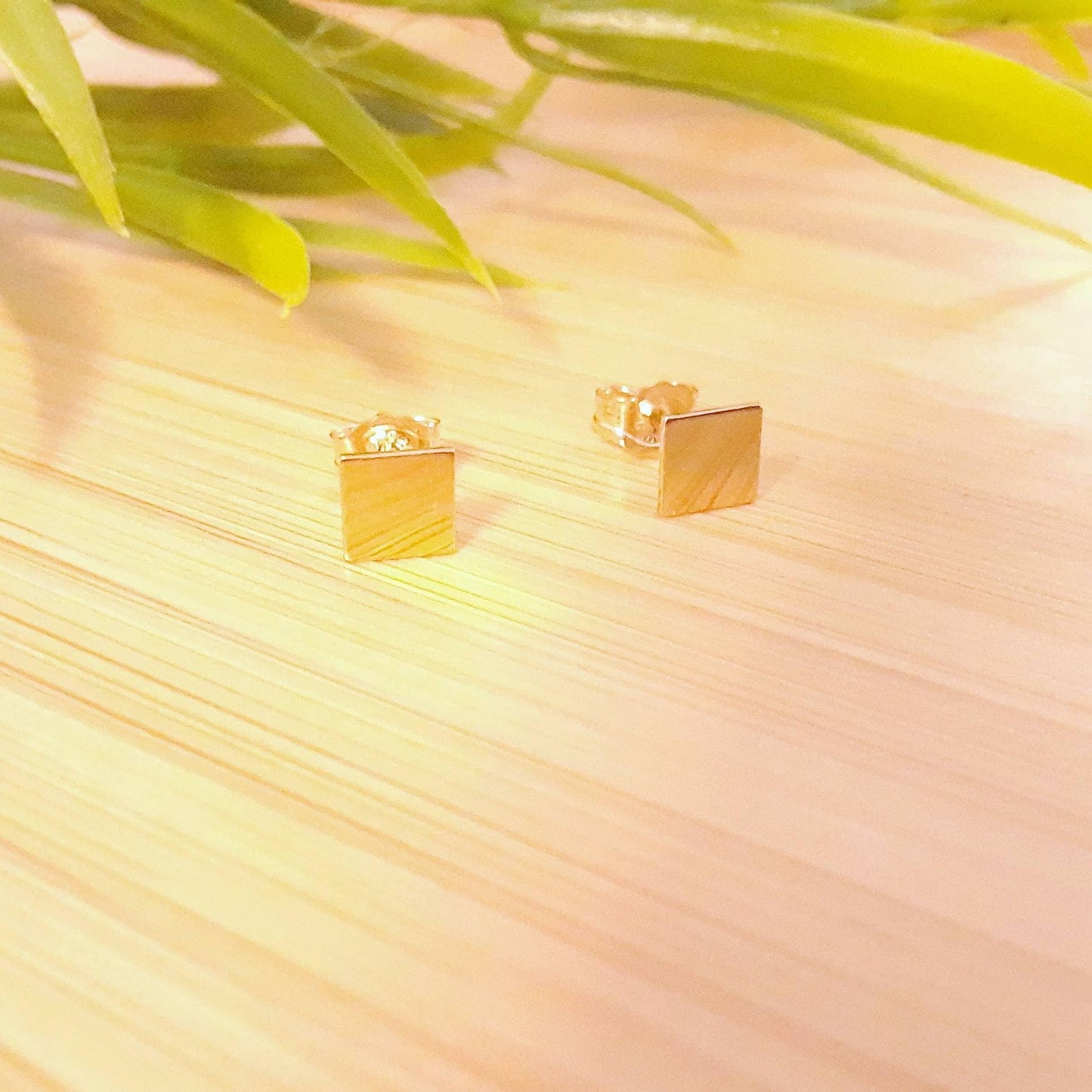 Mae gold square stud earrings
