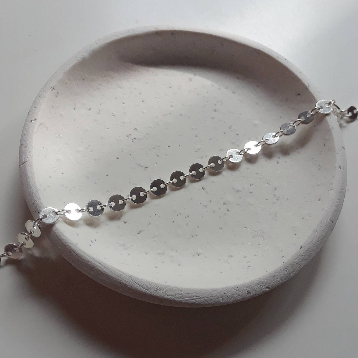Sterling silver coin chain bracelet, gift for her, minimalist jewelry, disk bracelet, delicate handmade jewelry, coin disk, coin bracelet