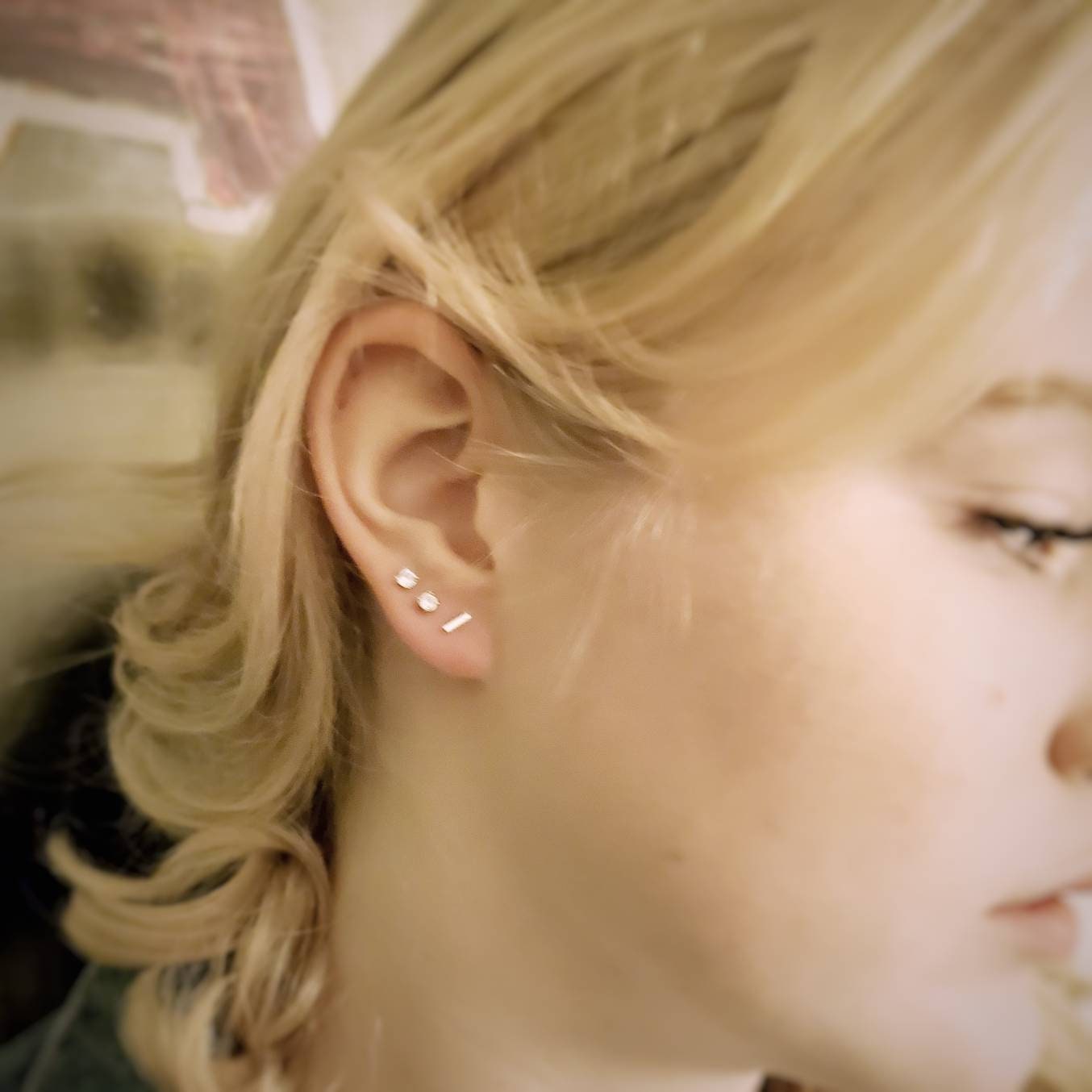 Prue mini silver bar stud earrings