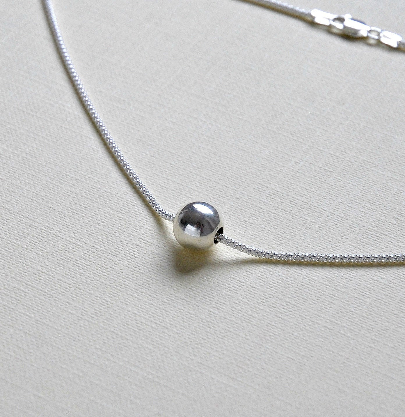 Sterling silver ball necklace, thick chain, gift for her, modern necklace, simple necklace, elegant jewelry, korean chain, silver necklace
