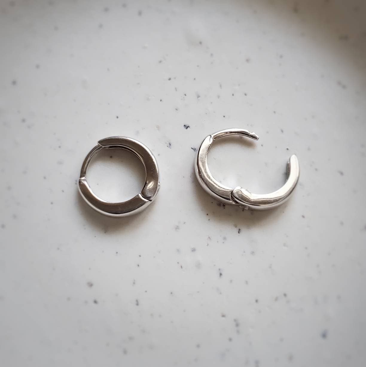 Sterling silver huggie hoop earrings, small silver hoops, modern jewelry, classic earrings, thick hoops, silver huggie, curate your ear