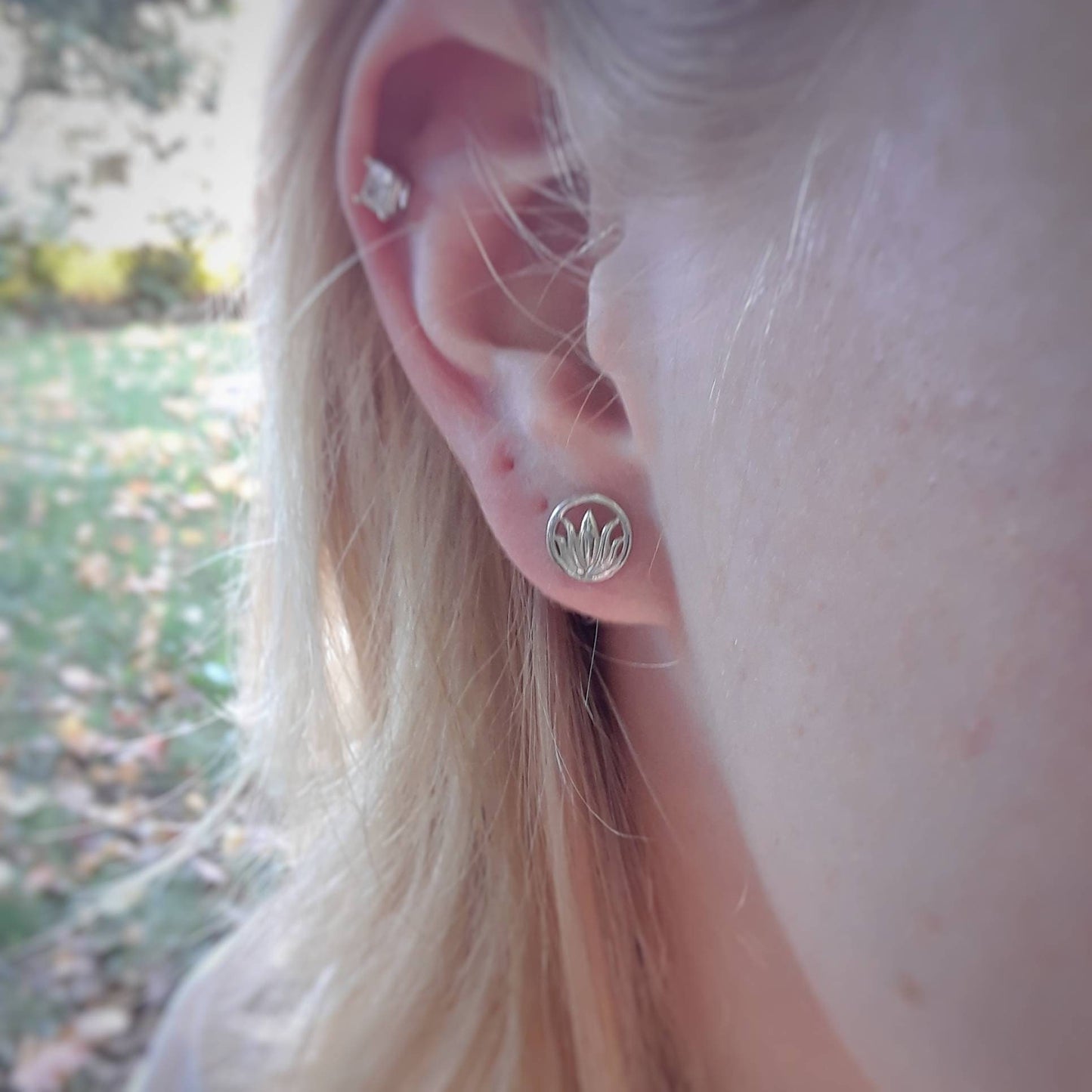 Sterling silver lotus flower stud earrings, yoga earrings, dainty silver studs, sterling silver earrings, lotus studs, flower earrings