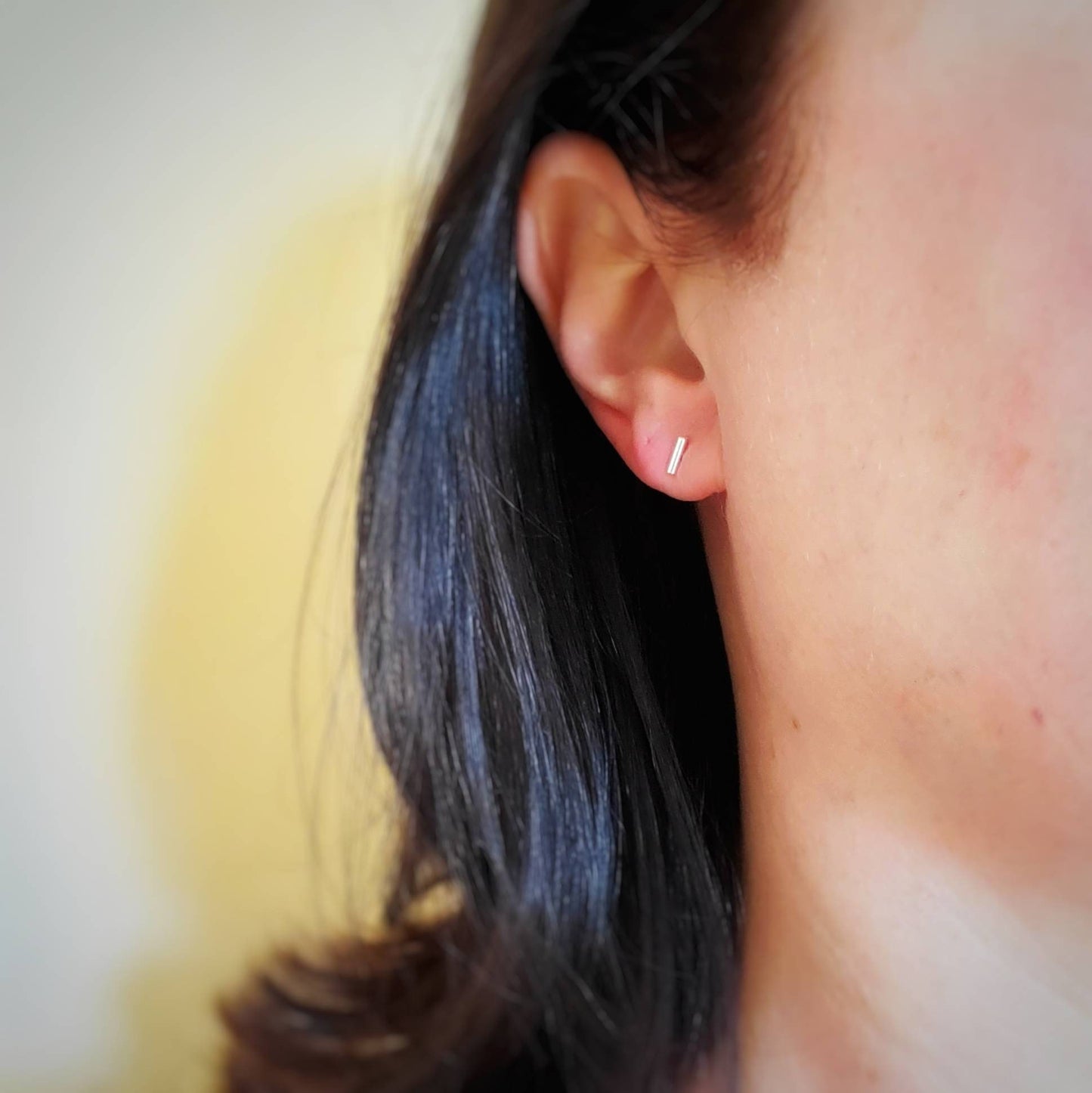 Prue mini silver bar stud earrings