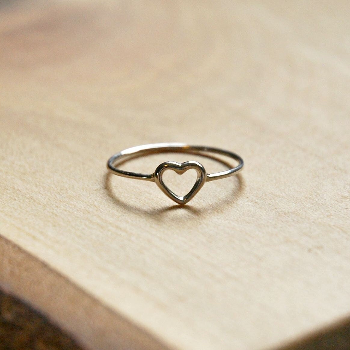 Sterling silver heart ring, silver rings for women, gift for her, dainty heart, promise ring, open heart, minimalist ring, girlfriend ring