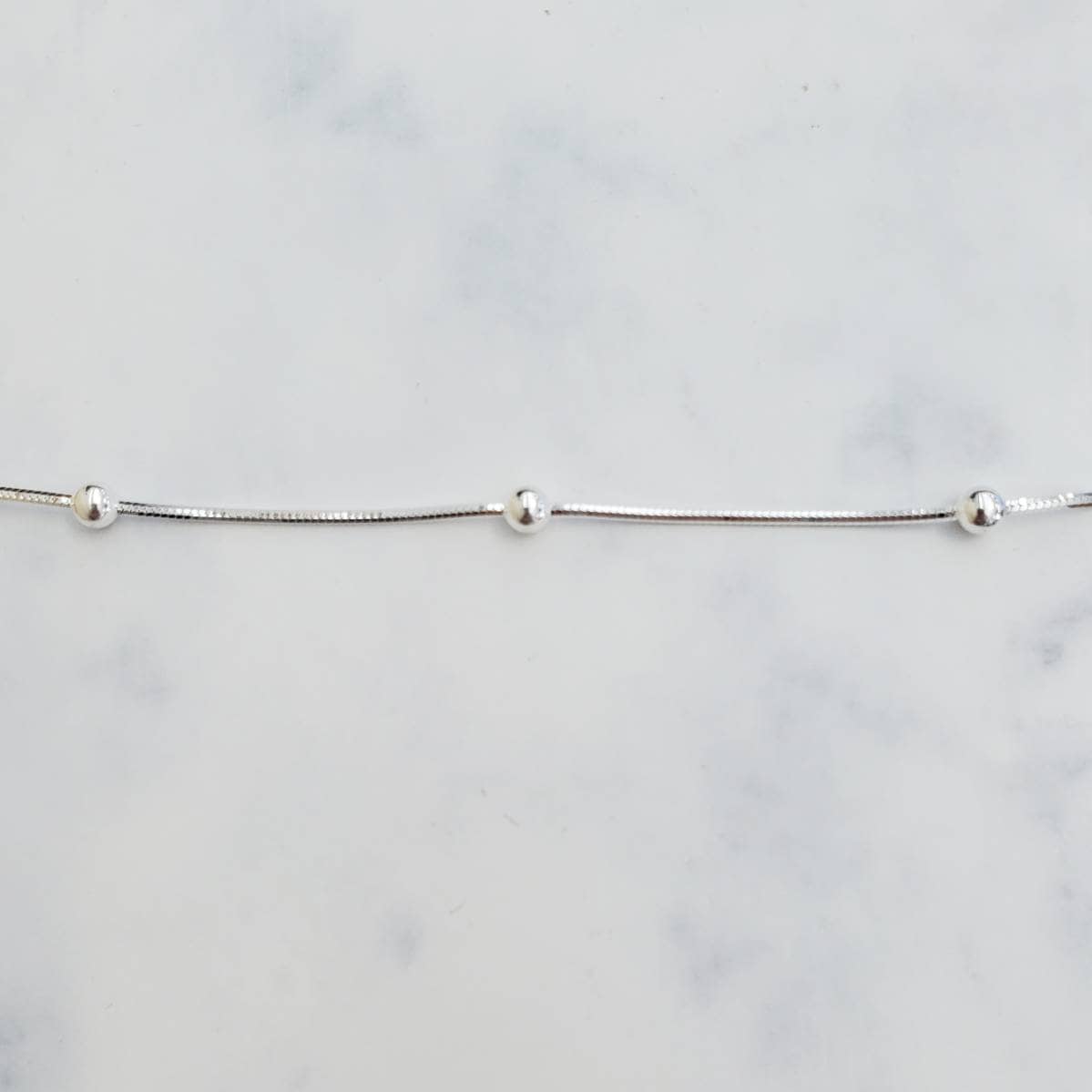 Sterling silver snake chain with ball bead bracelet, large satellite bracelet, dotted chain layering bracelet, snake bracelet, ball bracelet