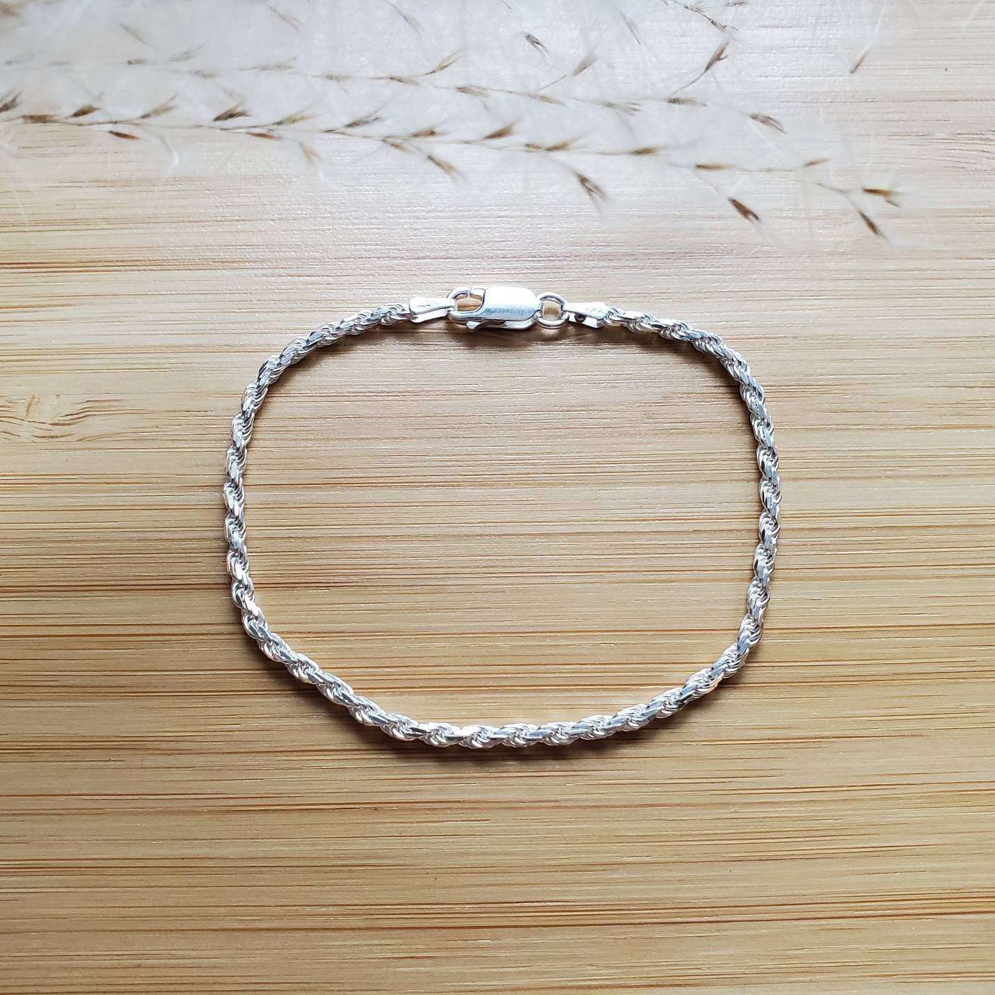 Sterling silver rope chain bracelet, twisted rope bracelet, dainty jewelry for her, minimalist bracelet, classic chain, unisex bracelet