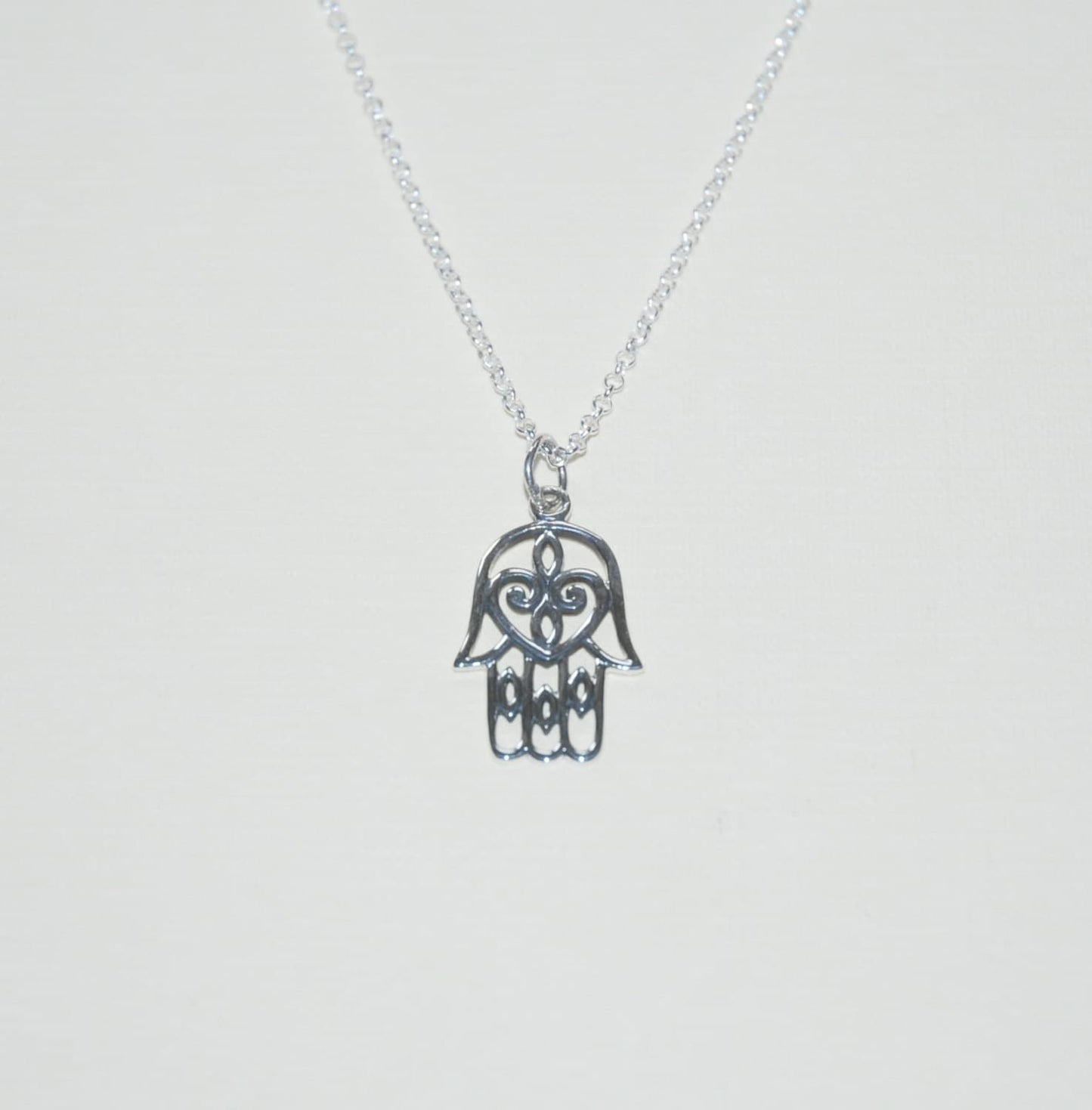 Sterling silver hamsa necklace, hand of fatima pendant, talisman necklace, yoga jewelry, protection necklace, hamsa hand pendant
