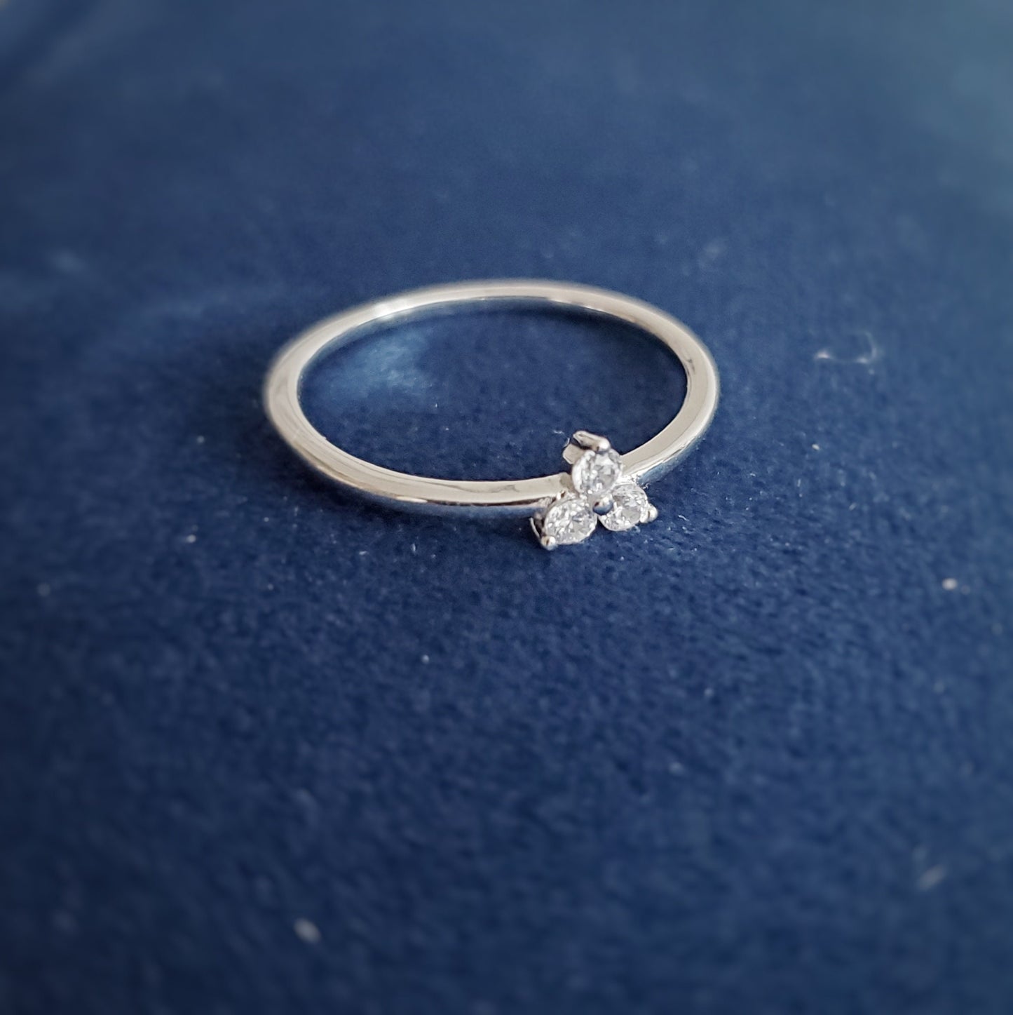Sterling silver cubic zirconia triangle ring, trillium ring for women, diamond ring, minimalist jewelry, three dot ring, geometric jewelry