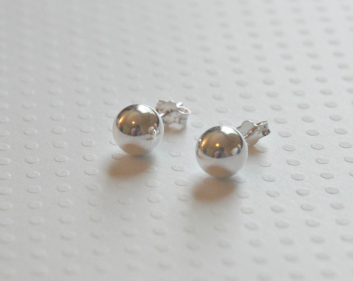Sterling silver ball stud earrings, 8mm ball earrings, sterling silver earrings, everyday earrings, simple studs, classic jewelry