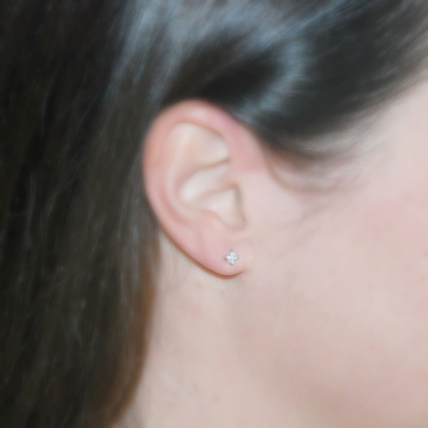 Tiny diamond stud earrings