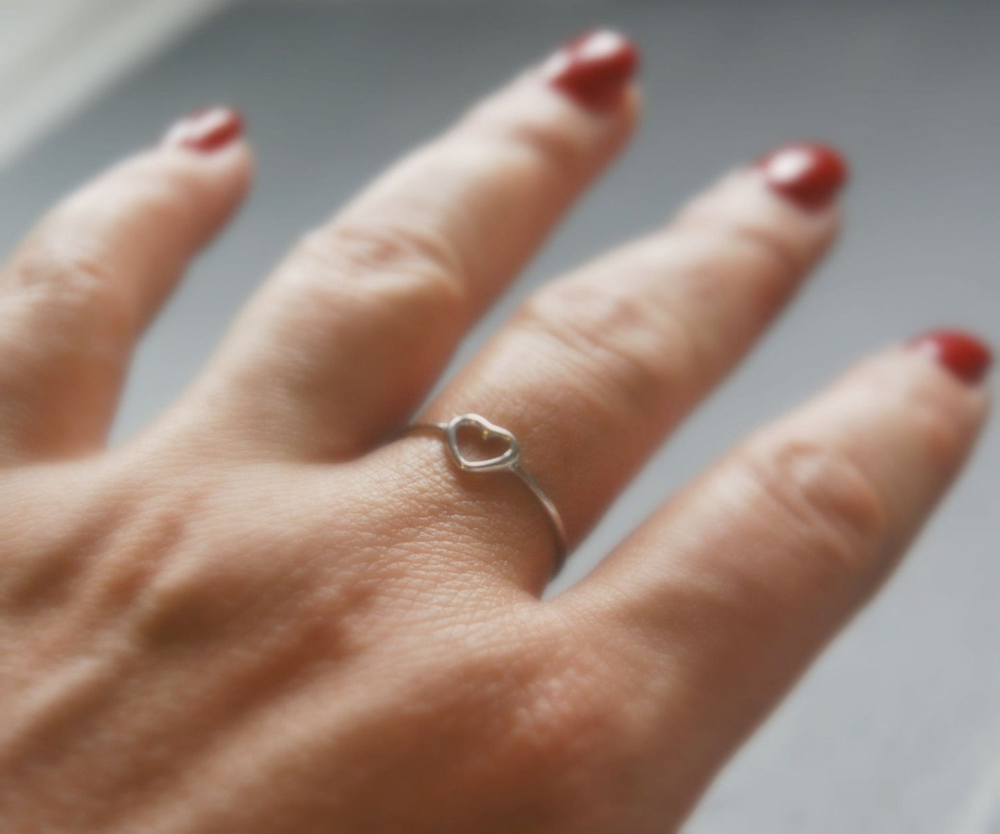 Sterling silver heart ring, silver rings for women, gift for her, dainty heart, promise ring, open heart, minimalist ring, girlfriend ring