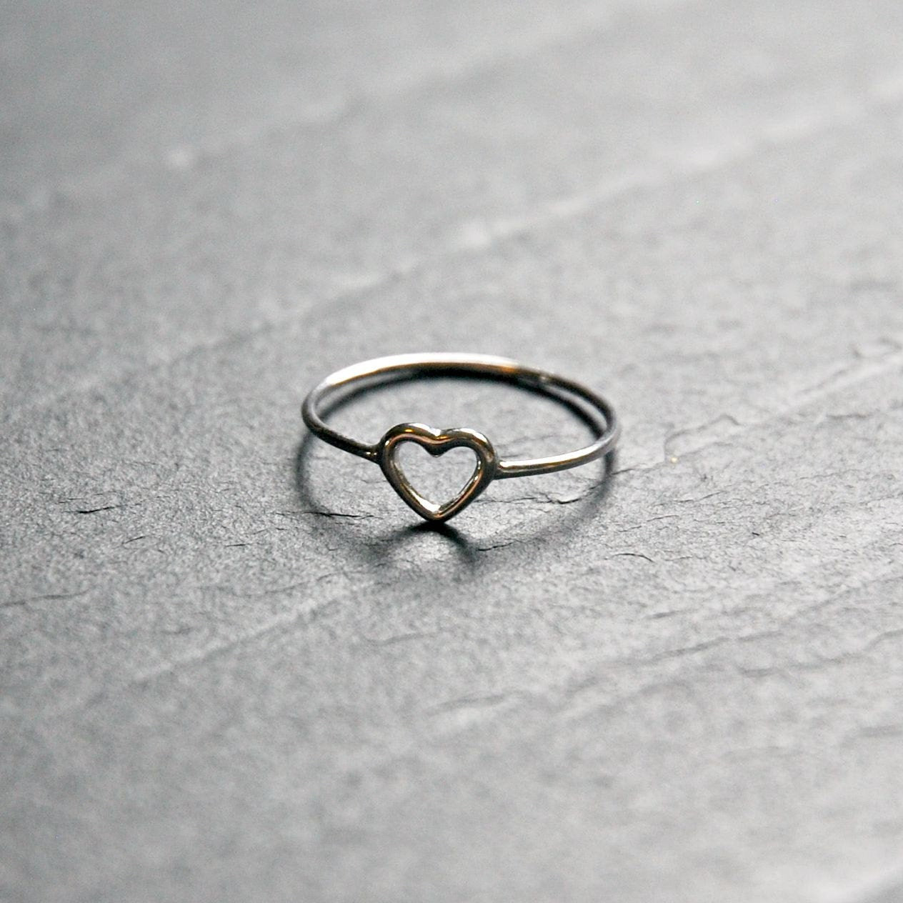 Sterling silver heart ring, silver rings for women, gift for her, dainty heart, promise ring, open heart, minimalist ring, girlfriend ring