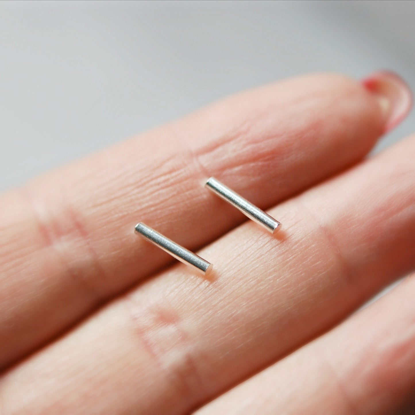 Sterling silver bar earrings, thin bar studs, modern staple earrings, line studs, womens stud earrings, 10mm bar, simple studs