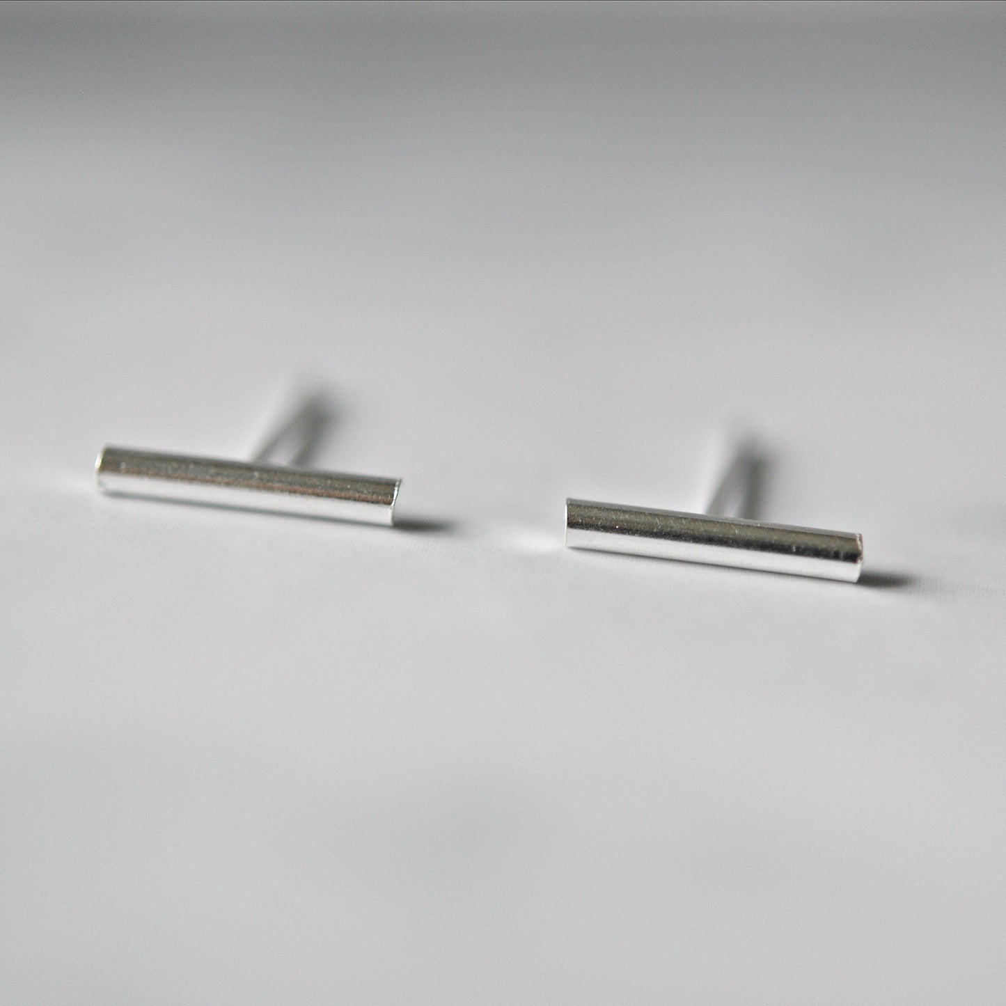 Sterling silver bar earrings, thin bar studs, modern staple earrings, line studs, womens stud earrings, 10mm bar, simple studs