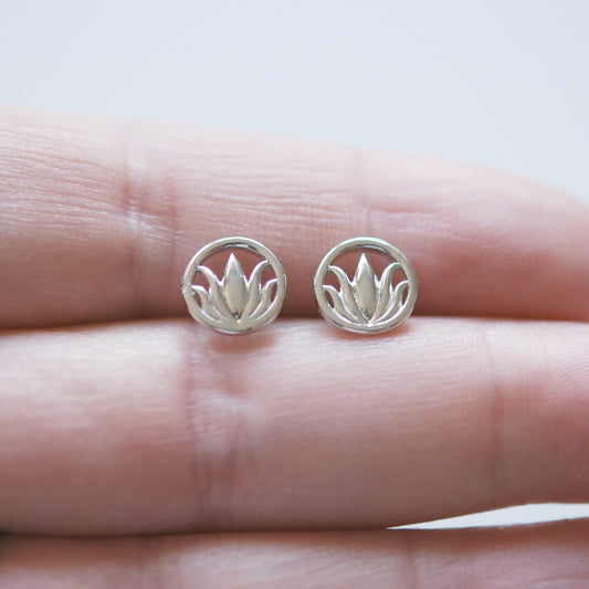 Sterling silver lotus flower stud earrings, yoga earrings, dainty silver studs, sterling silver earrings, lotus studs, flower earrings