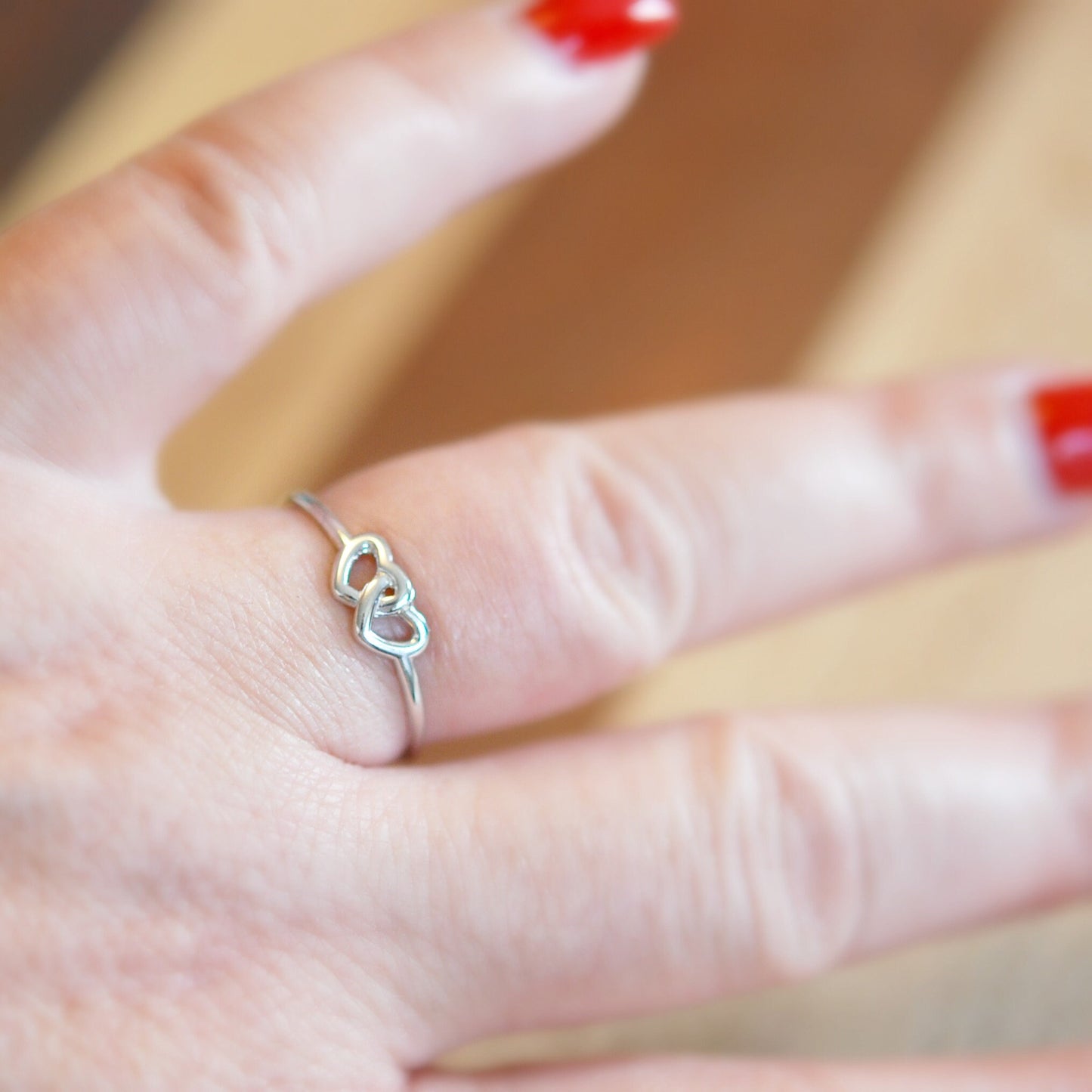 Double hearts ring