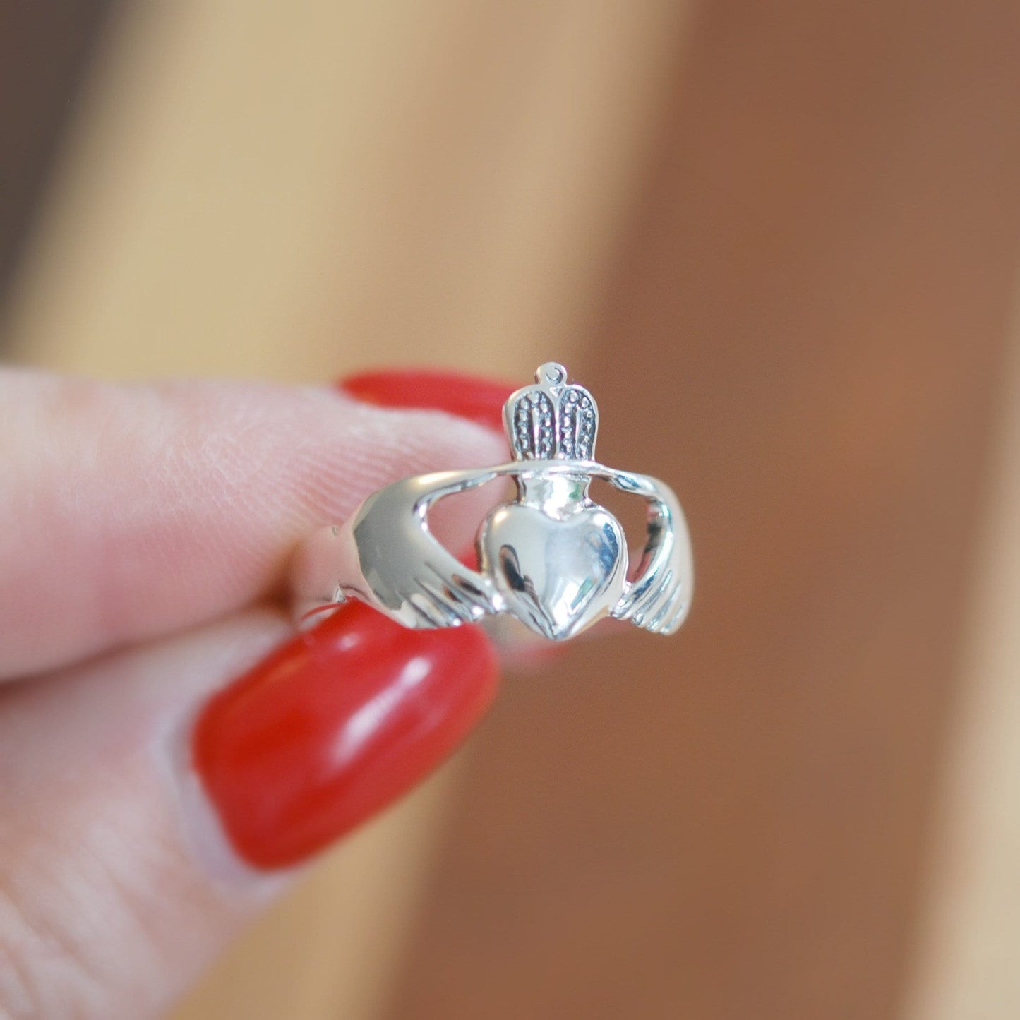 Sterling silver claddagh ring, rings for women, celtic ring, irish jewelry, heart and crown, love, friendship, loyalty, traditional claddagh