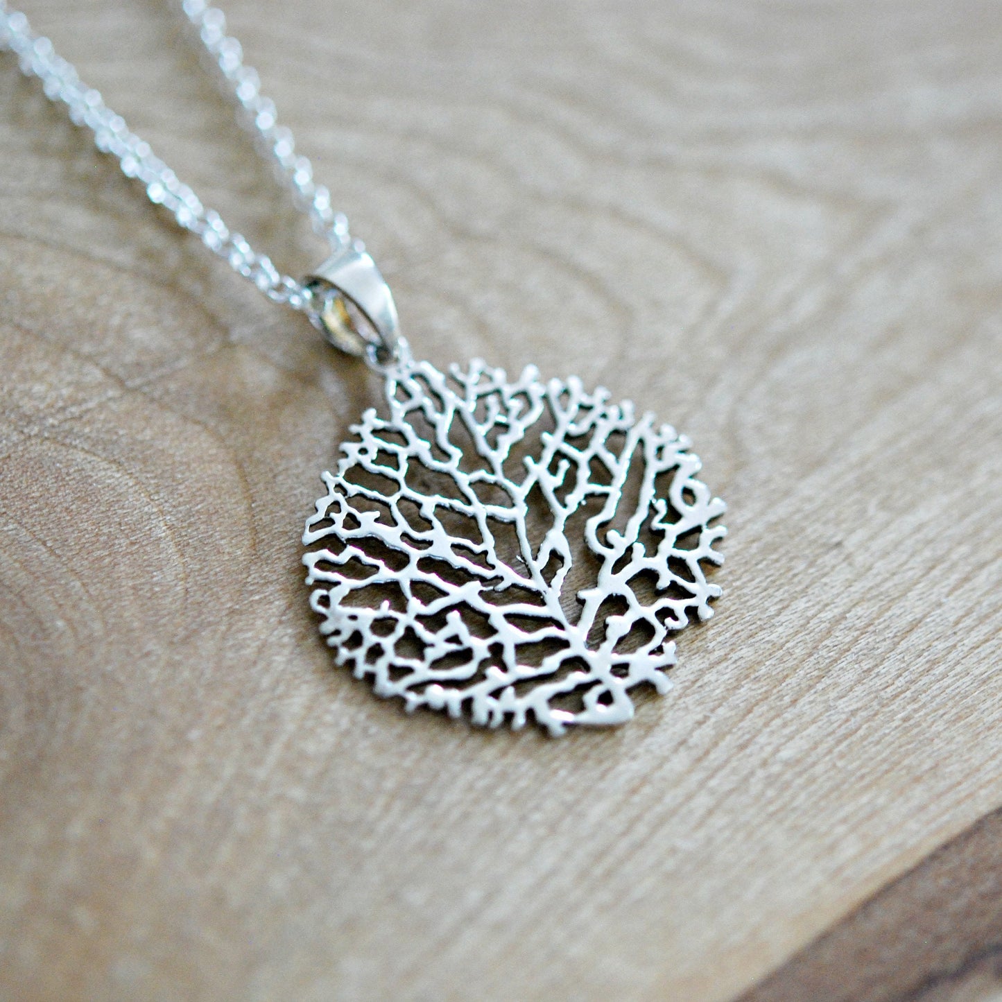 Sterling silver coral necklace, coral branch necklace, beach bum gift, coral reef, ocean necklace, sea jewelry, endangered, nature jewelry