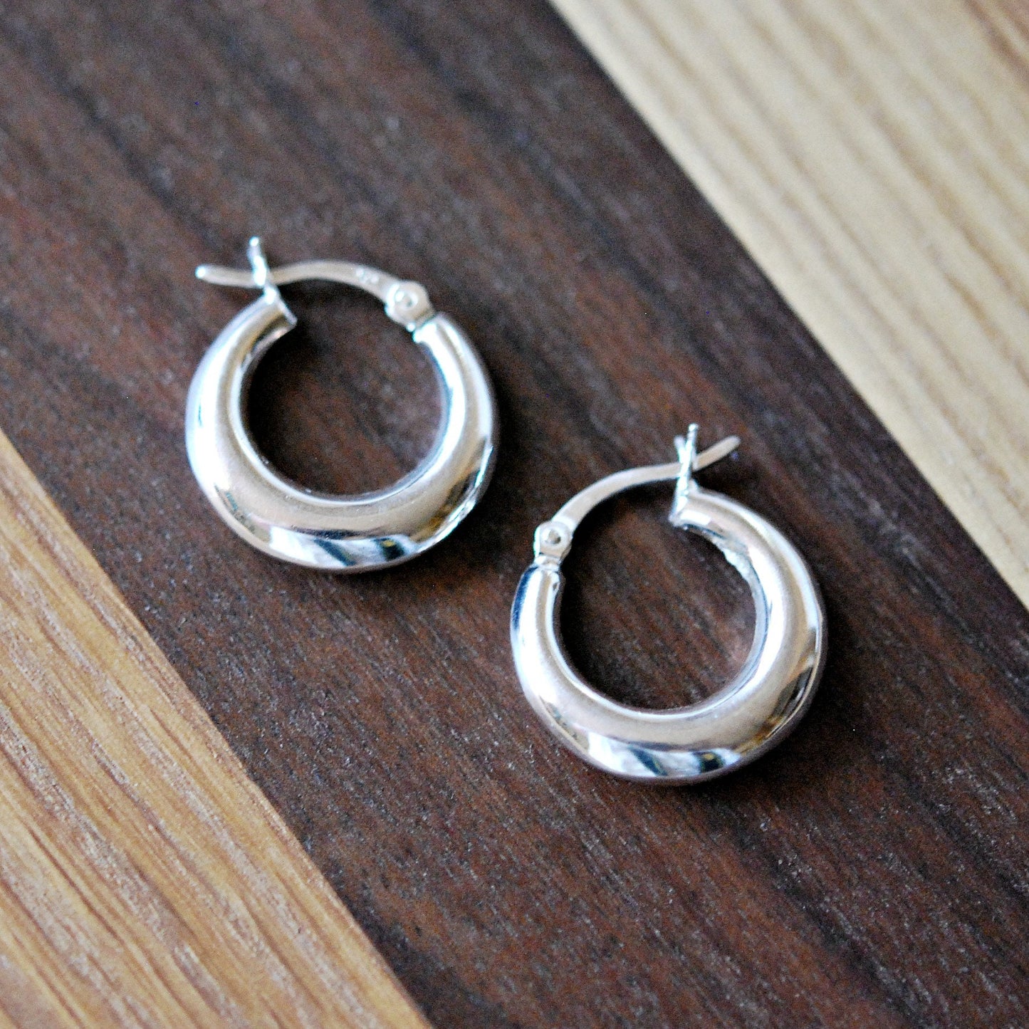 Sterling silver hoop earrings, puffy hoops, silver huggie hoops, modern hoops, minimalist hoops, huggie earrings, chunky silver earrings