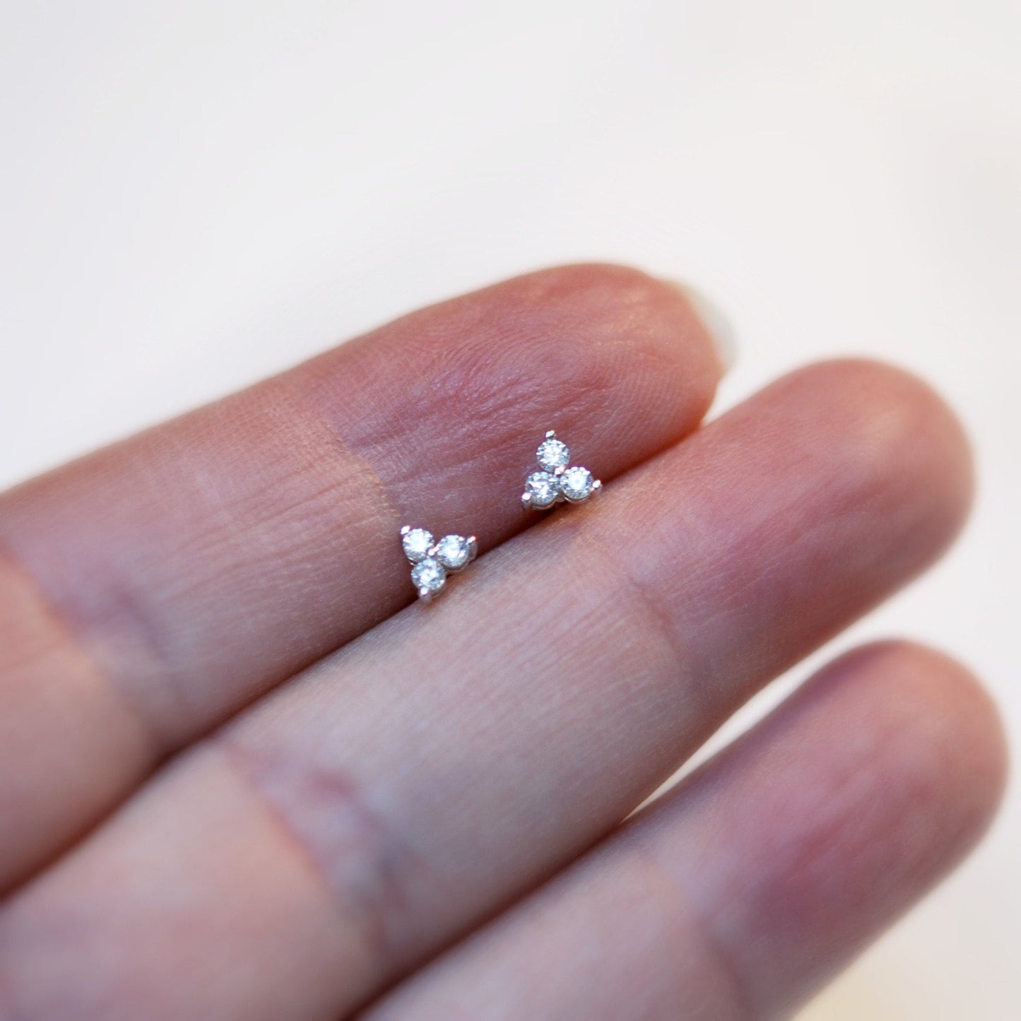 Three leaf clover diamond studs