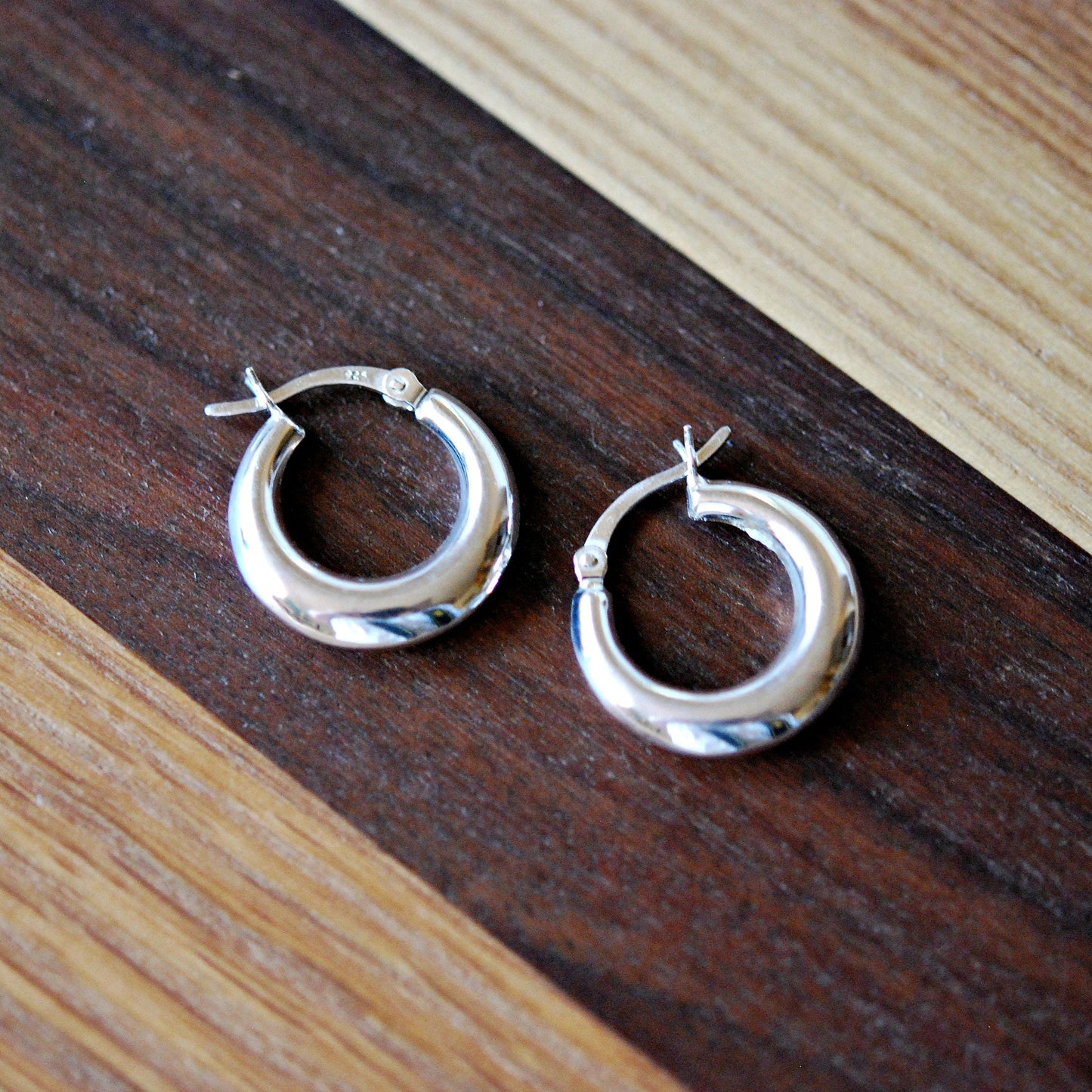 Sterling silver hoop earrings, puffy hoops, silver huggie hoops, modern hoops, minimalist hoops, huggie earrings, chunky silver earrings