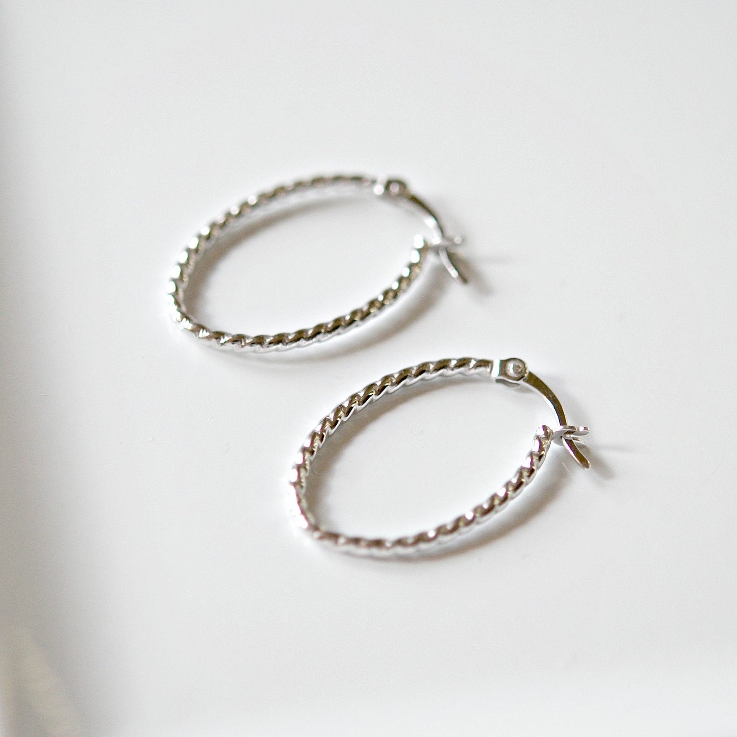 Sterling silver hoop earrings, textured silver oval hoops, silver earrings, everyday earrings, gift for women, lightweight, modern hoops