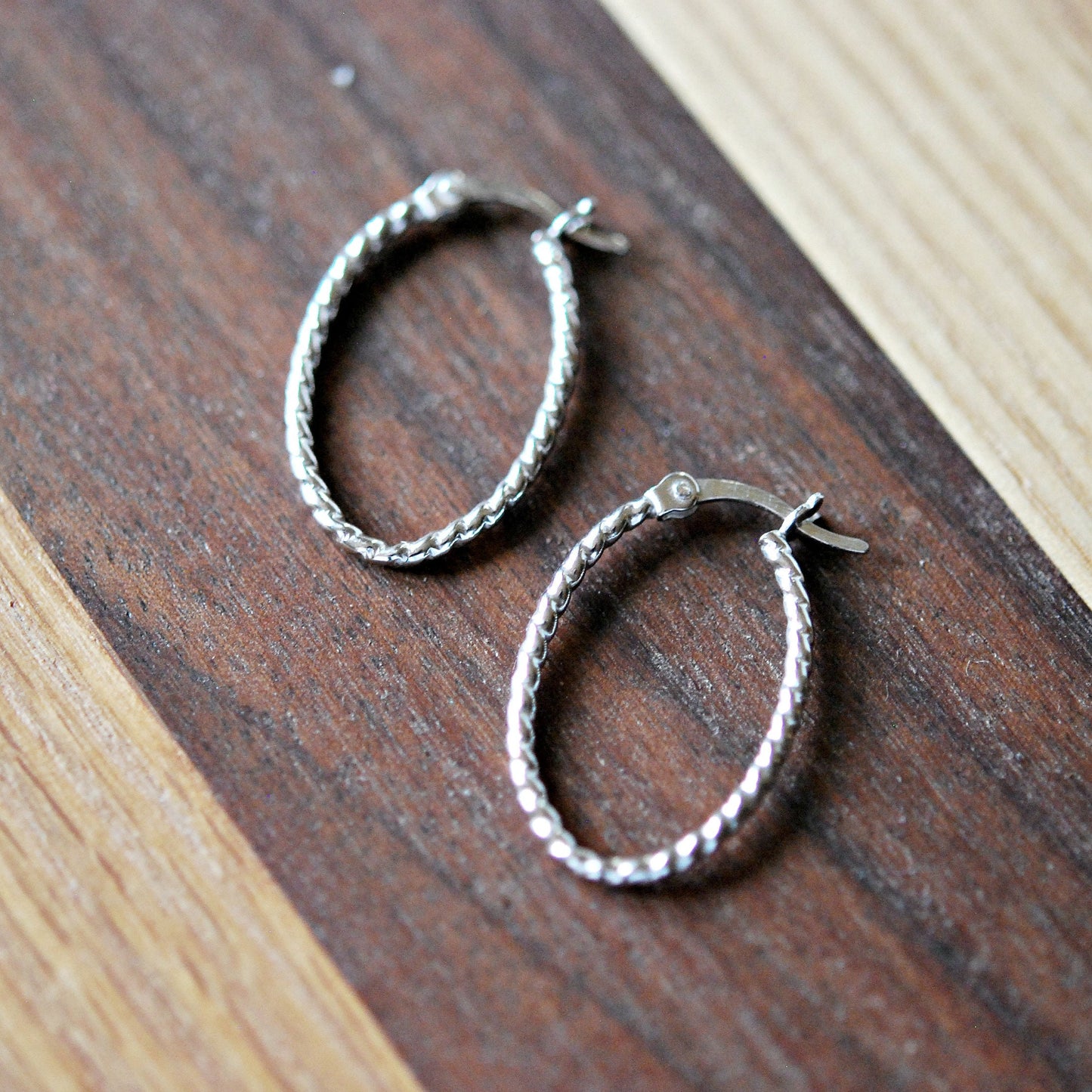 Sterling silver hoop earrings, textured silver oval hoops, silver earrings, everyday earrings, gift for women, lightweight, modern hoops