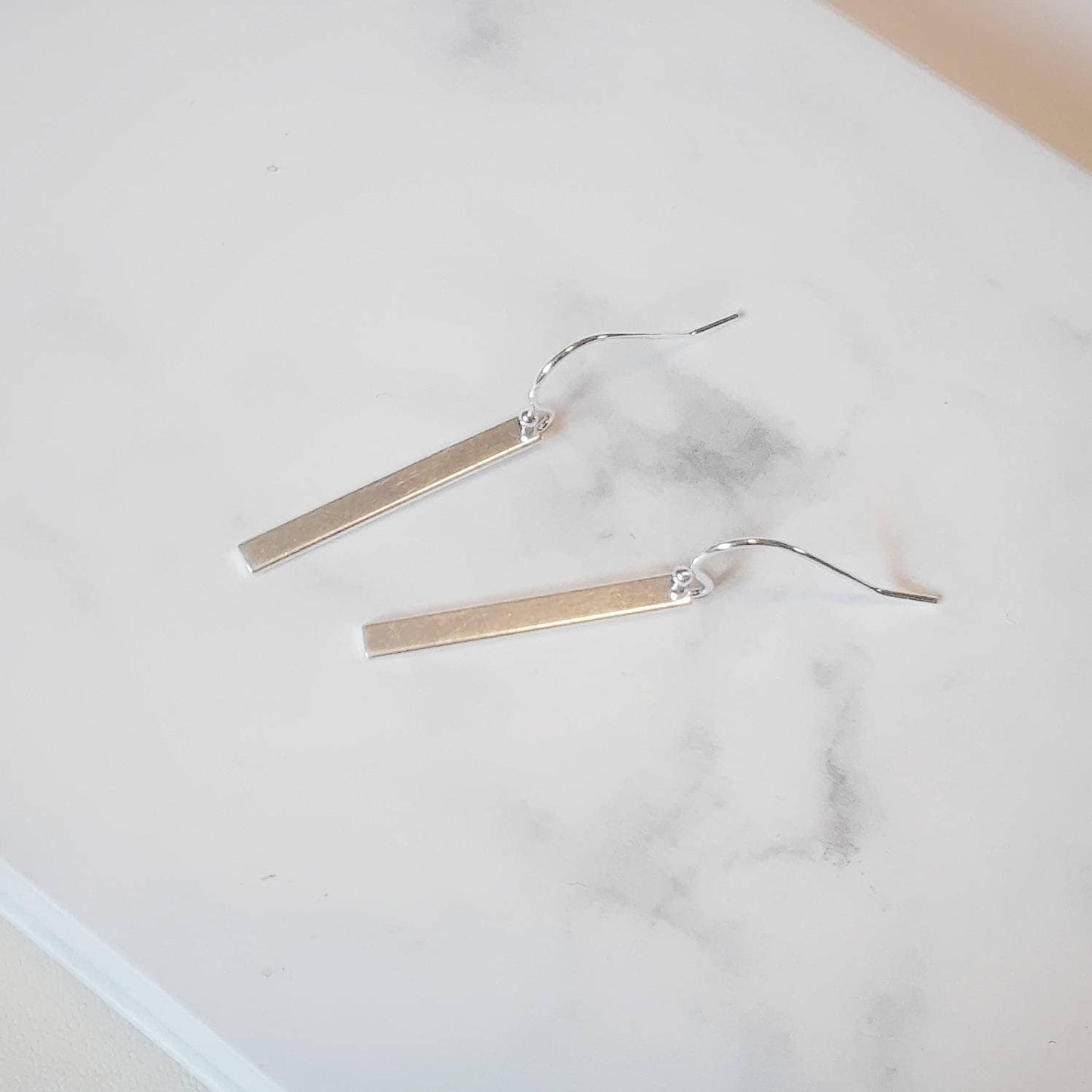 Sterling silver bar drop earrings, silver bar earrings, skinny, line, stick earrings, simple earrings, sterling silver earrings