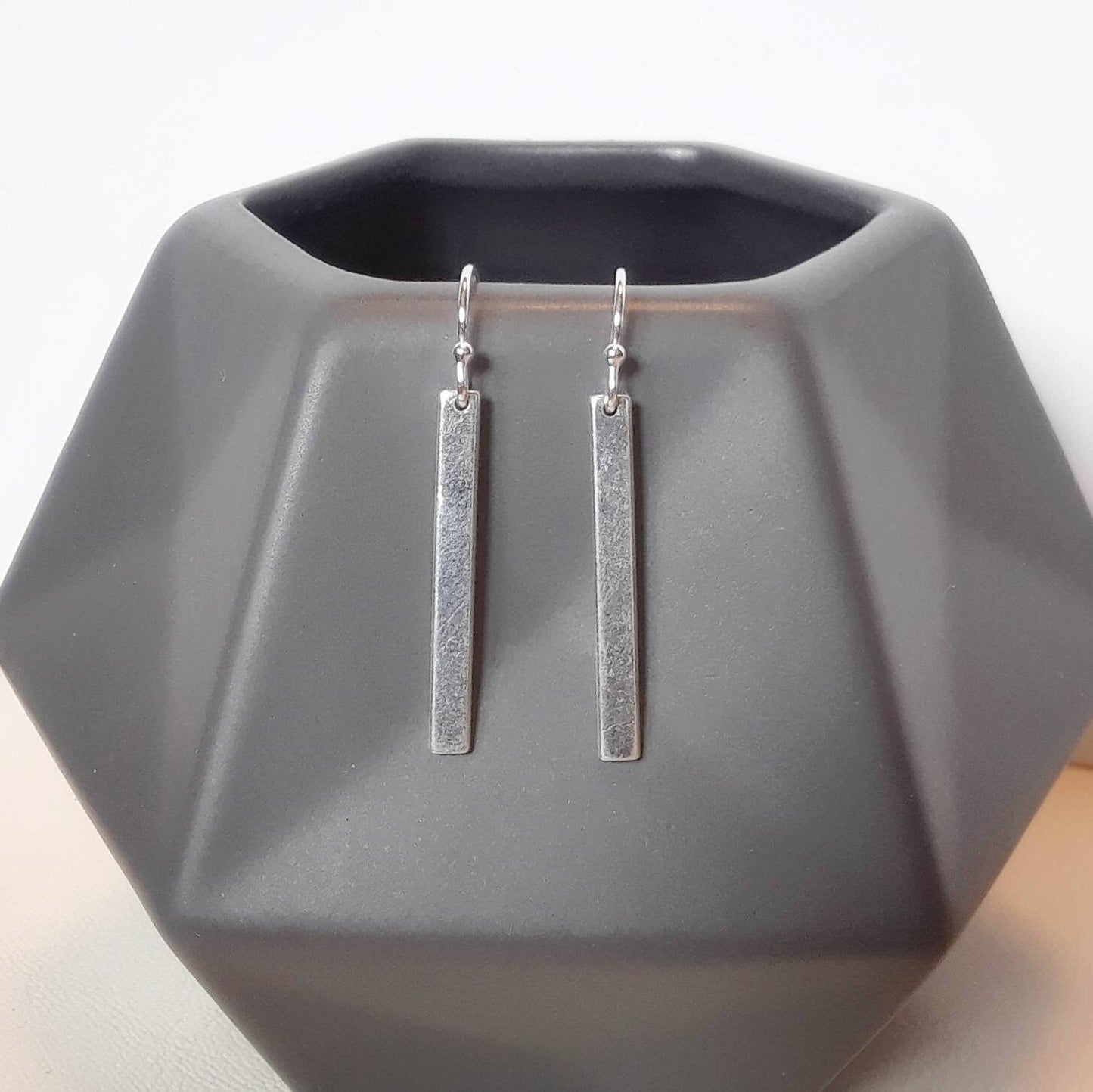 Sterling silver bar drop earrings, silver bar earrings, skinny, line, stick earrings, simple earrings, sterling silver earrings