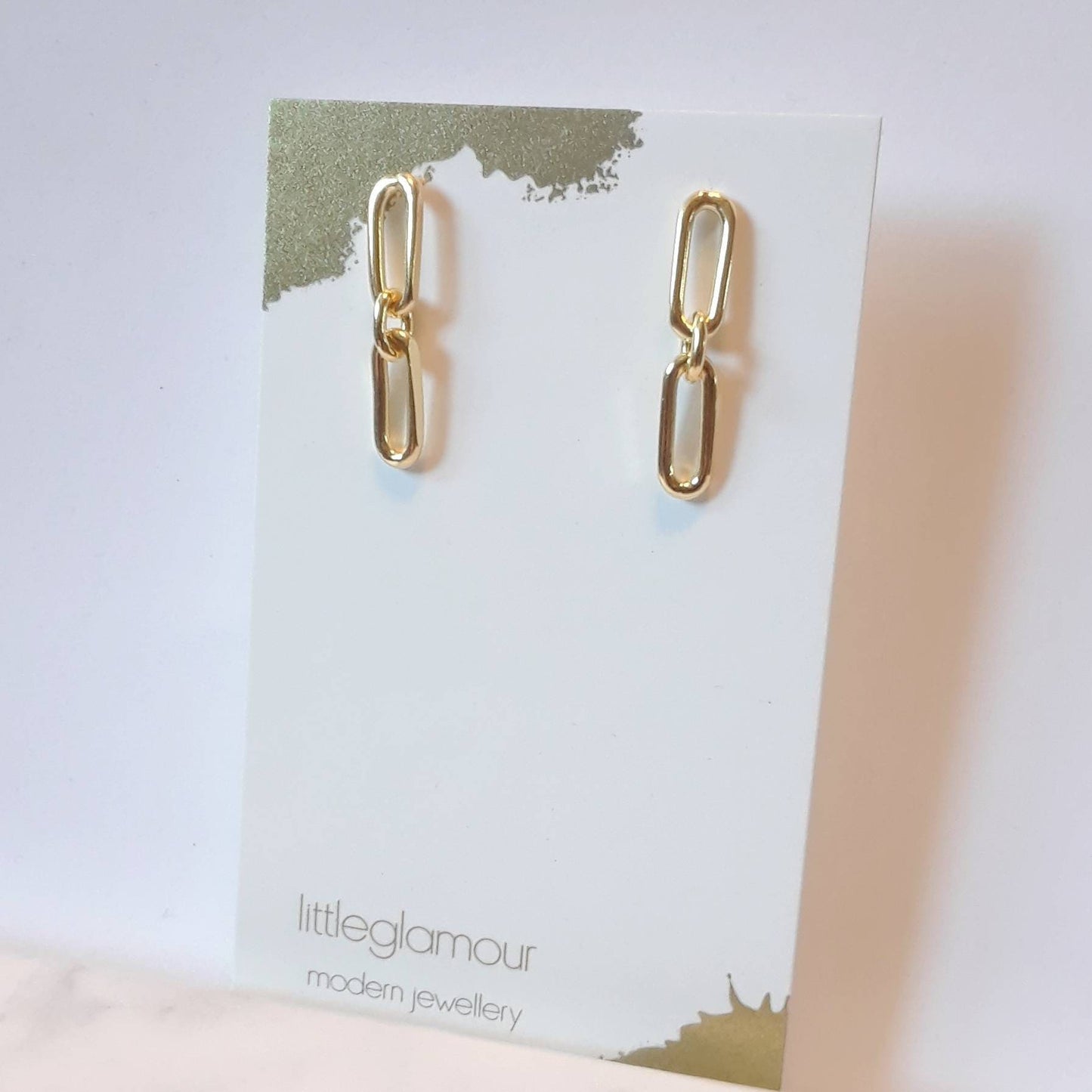 Sterling silver paperclip earrings, gold chain link studs, modern jewelry, gold earrings, silver earrings, trendy studs, birthday gift