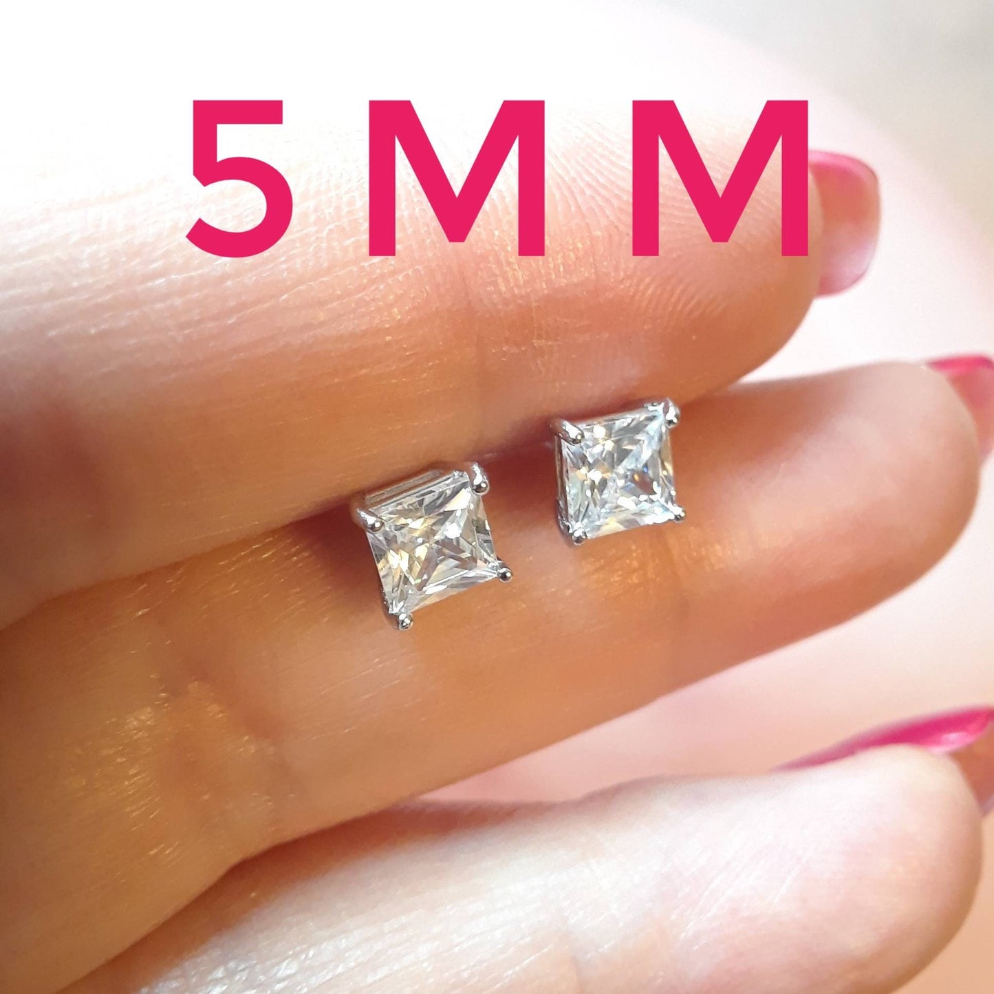 Square cz stud earrings